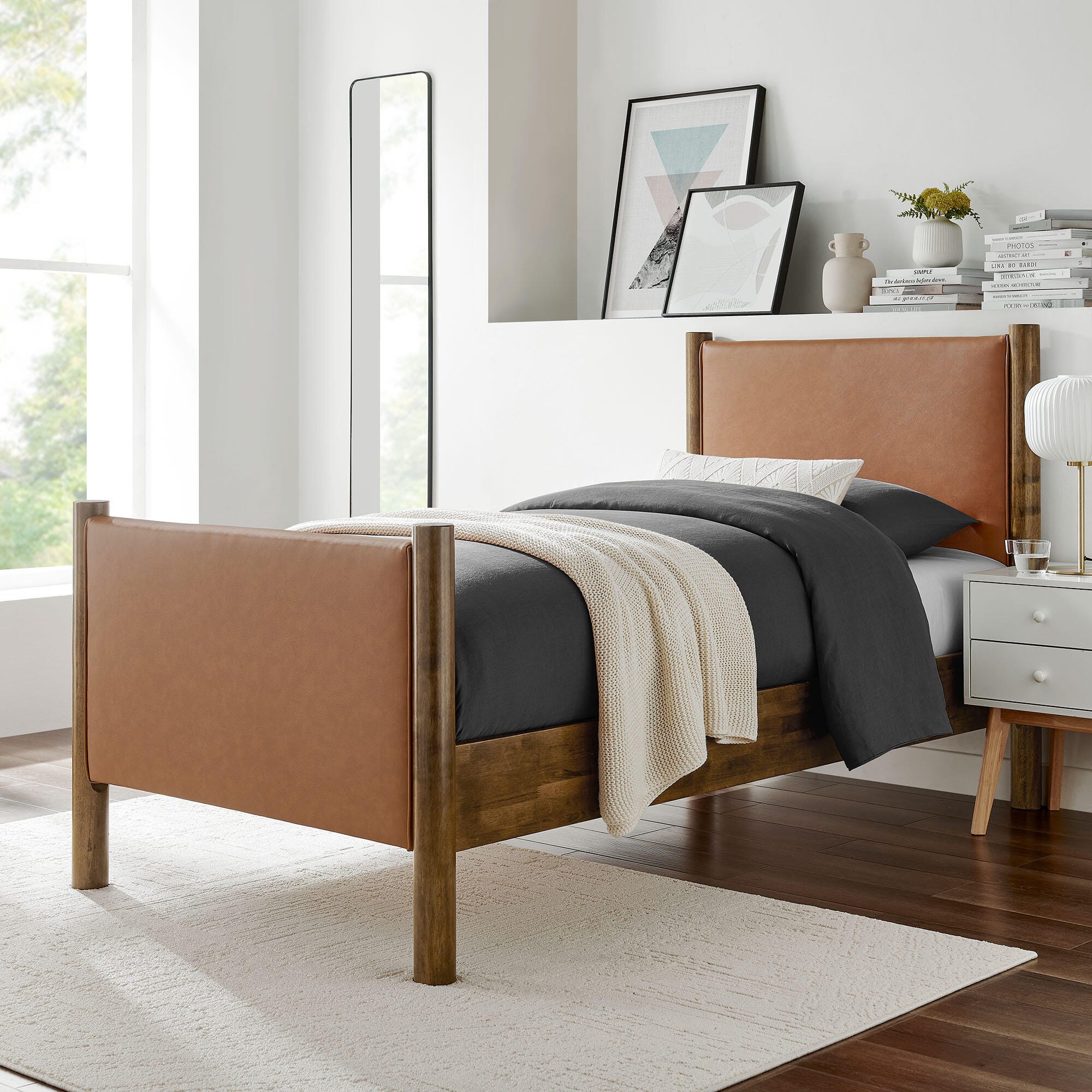 Modway Maven Solid Twin Platform Bed, Tan/Walnut, large