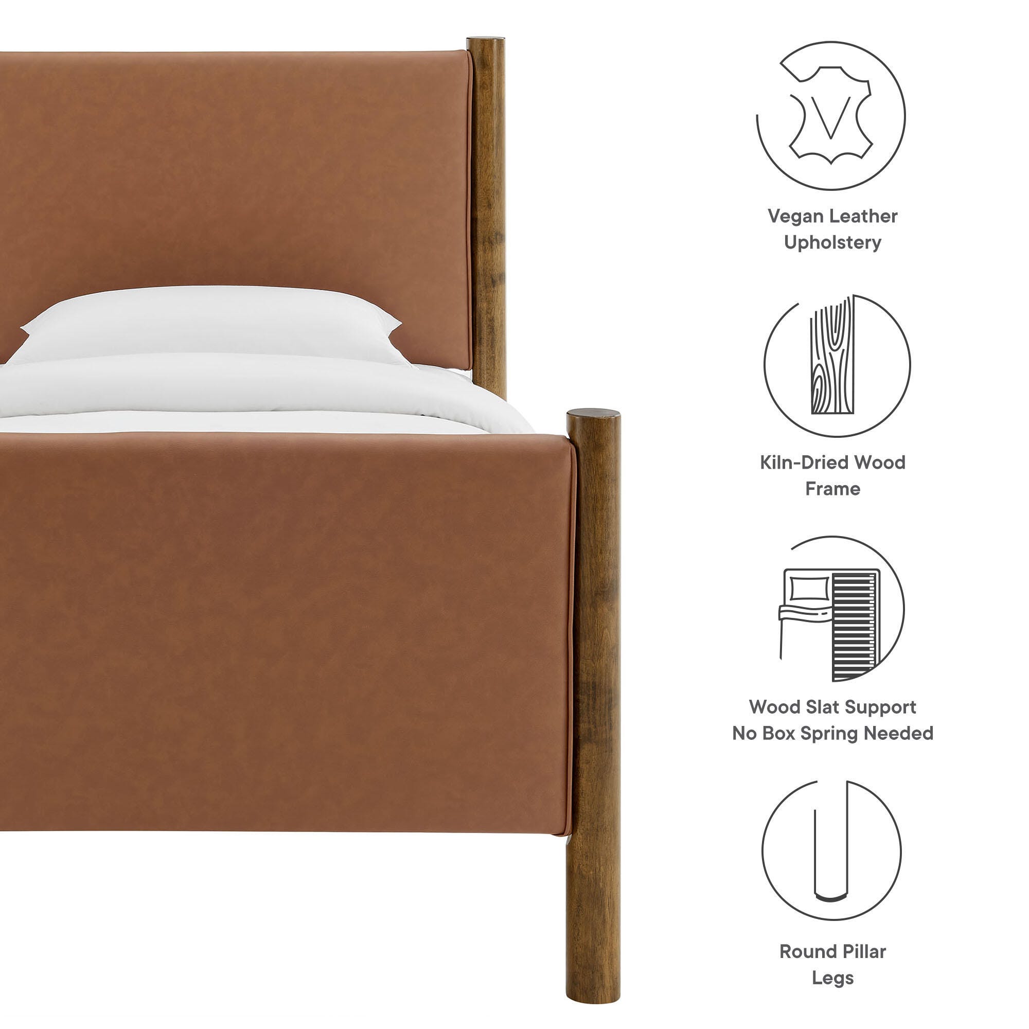 Modway Maven Solid Twin Platform Bed, Tan/Walnut, large
