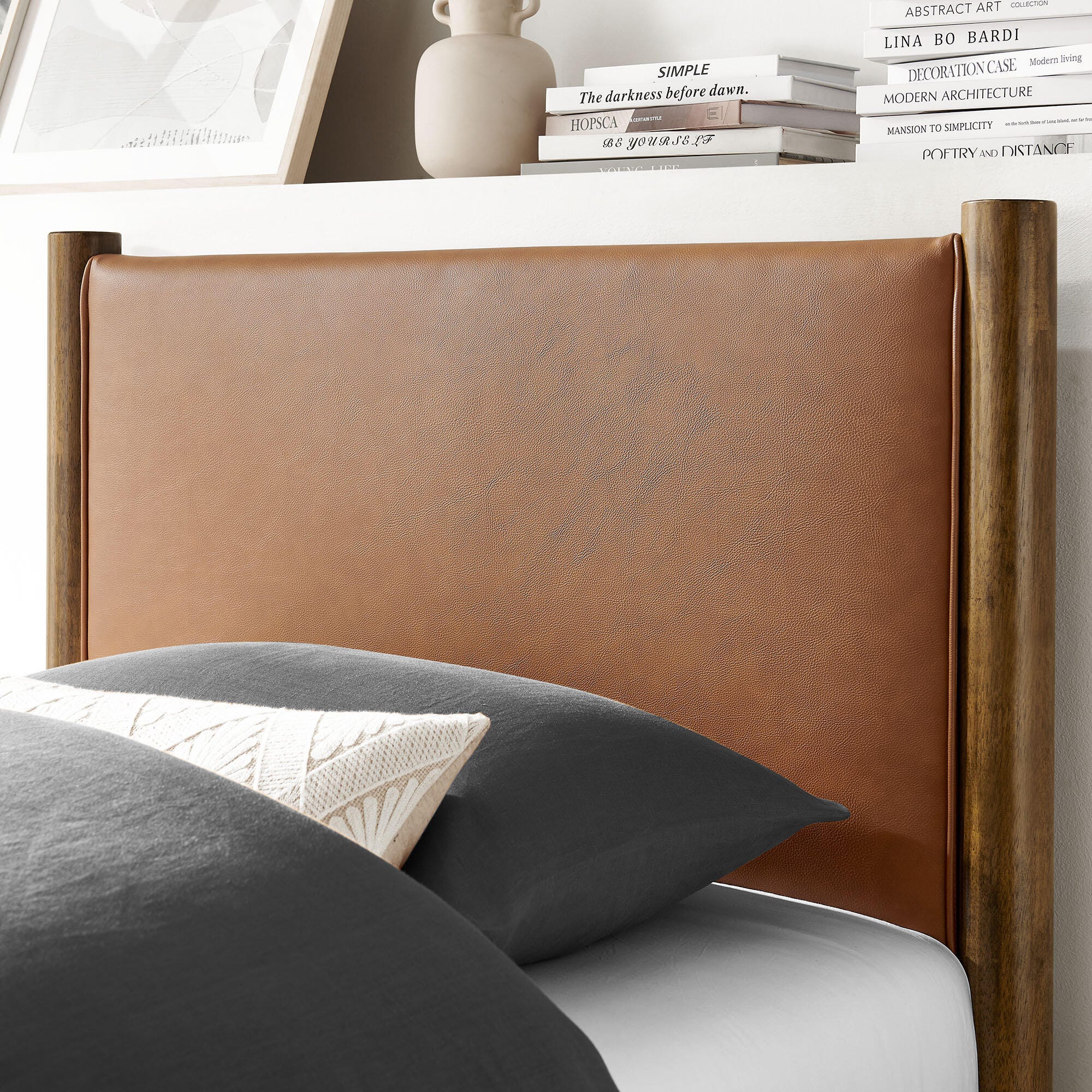 Modway Maven Solid Twin Platform Bed, Tan/Walnut, large