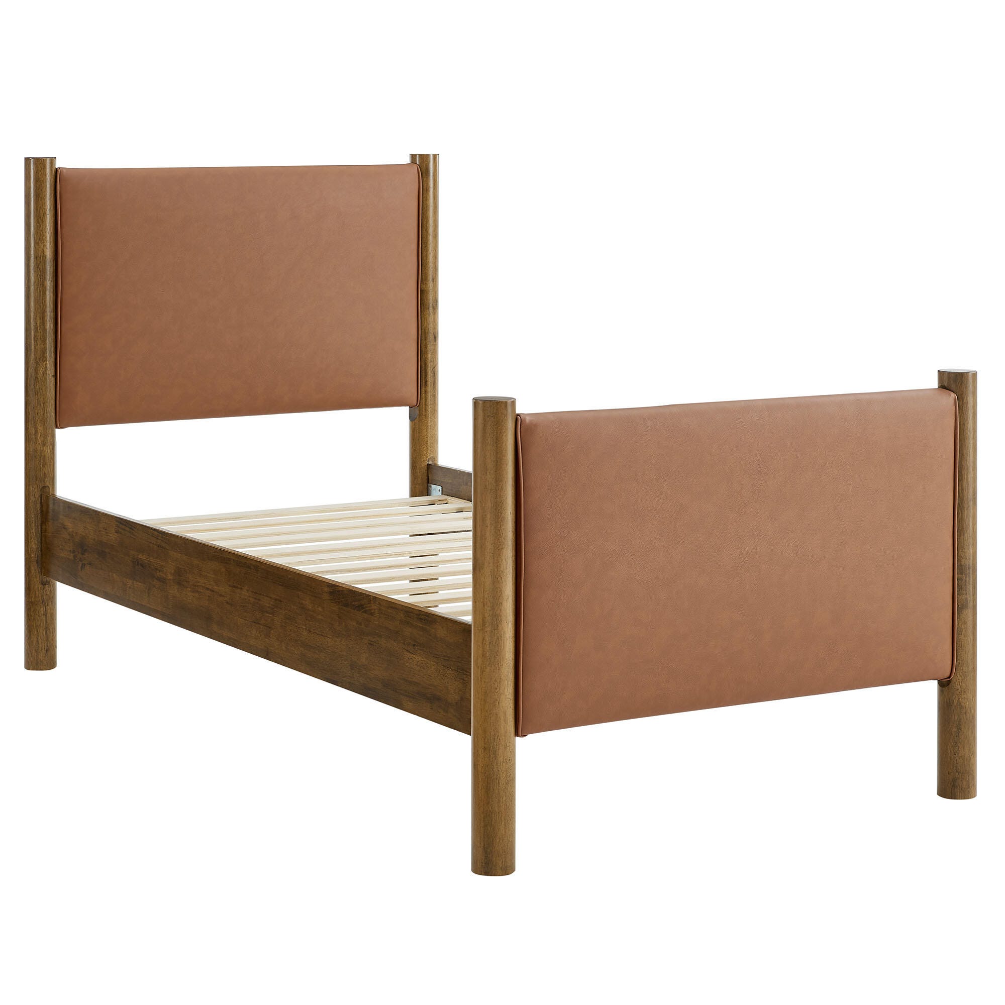 Modway Maven Solid Twin Platform Bed, Tan/Walnut, large