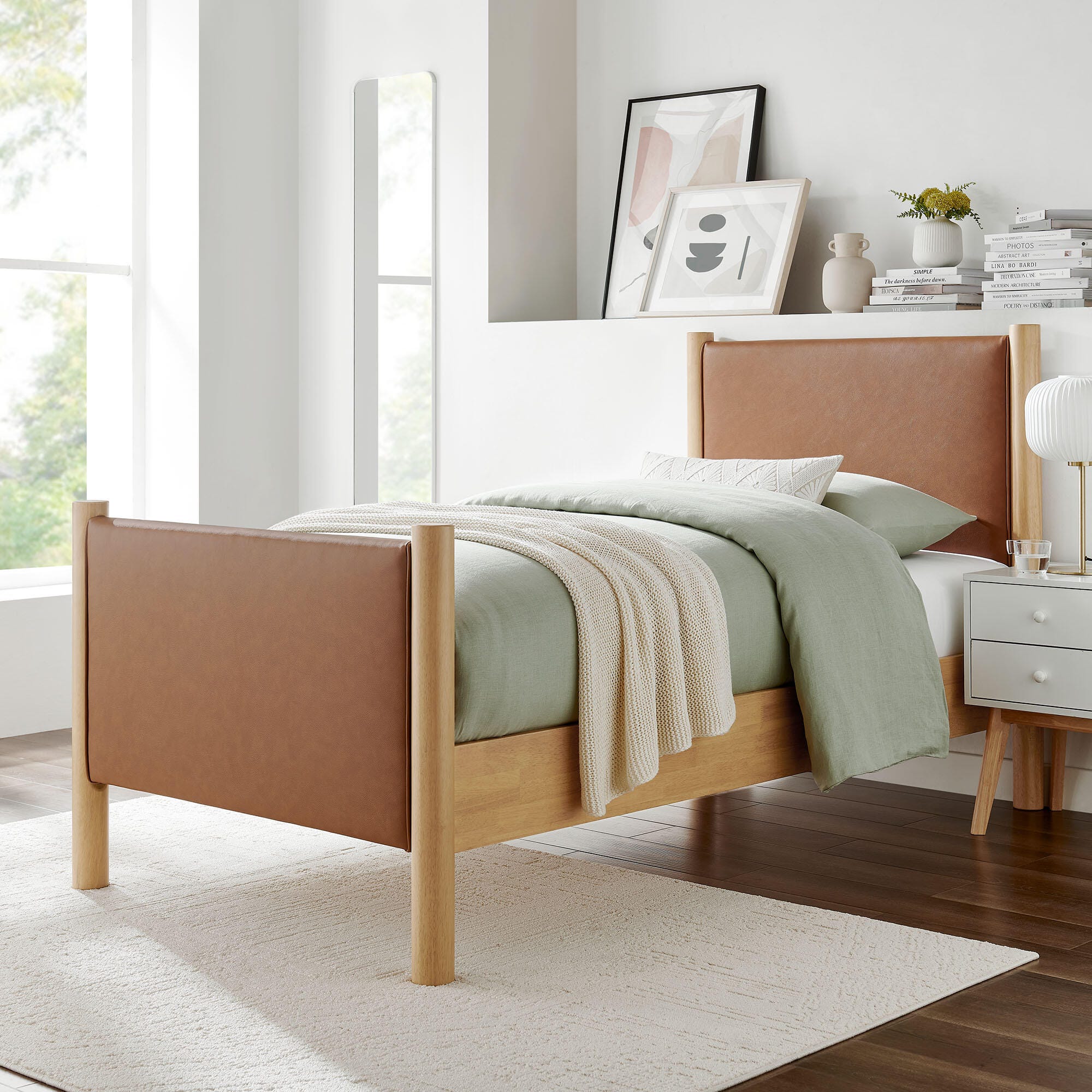 Modway Maven Solid Twin Platform Bed, Tan/Oak, large