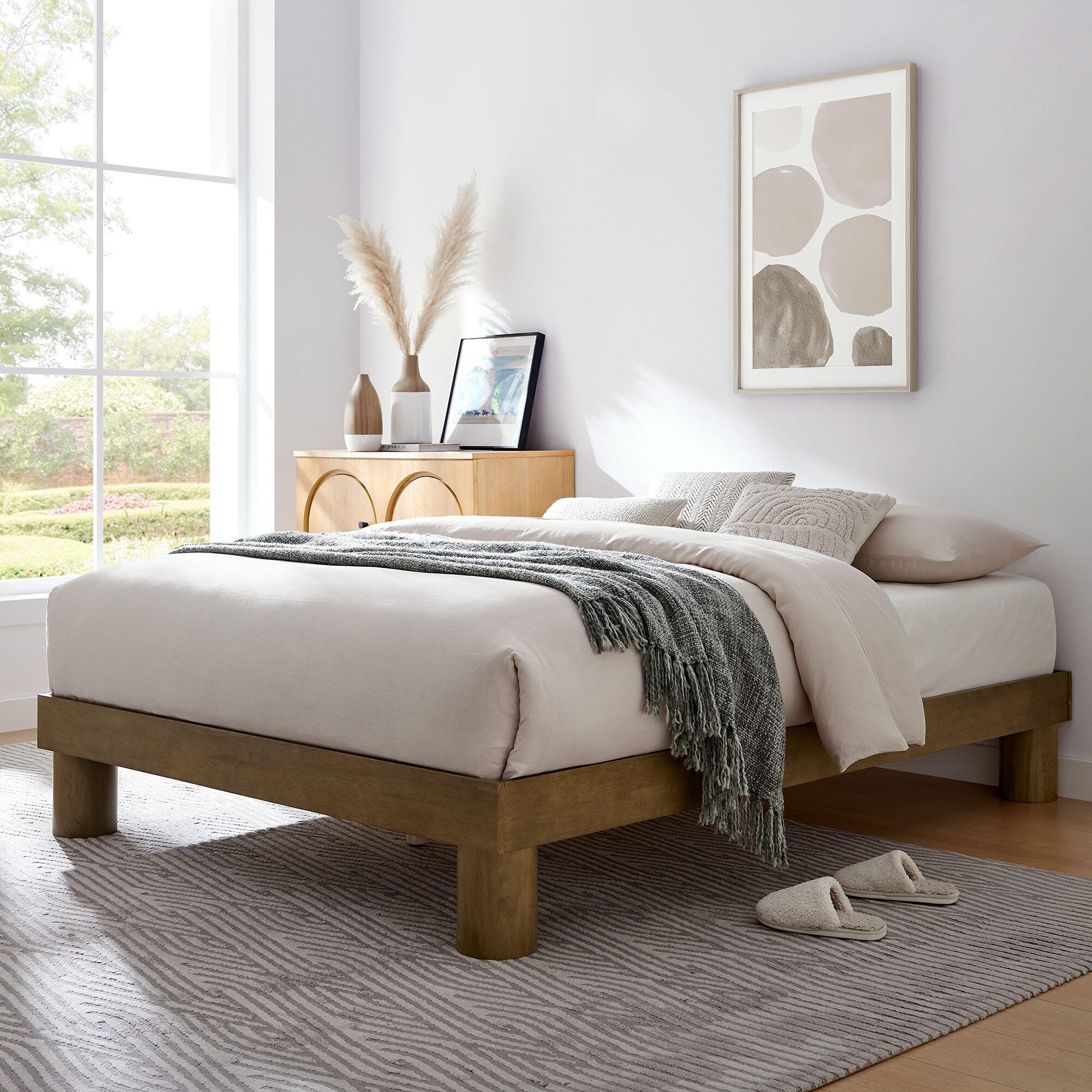 Modway Runa King Platform Bed, French Oak Brown, rollover