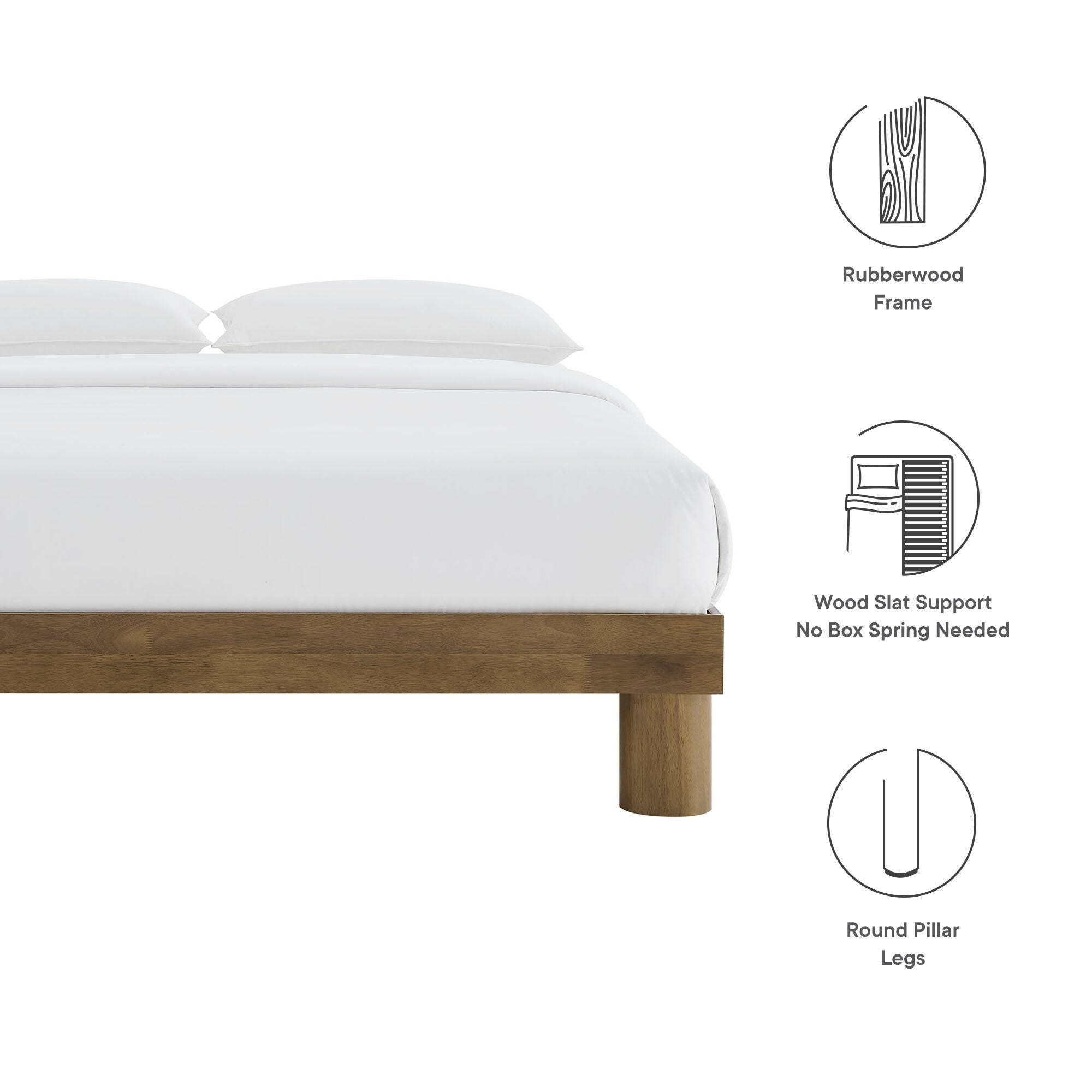 Modway Runa Queen Platform Bed, French Oak Brown, large