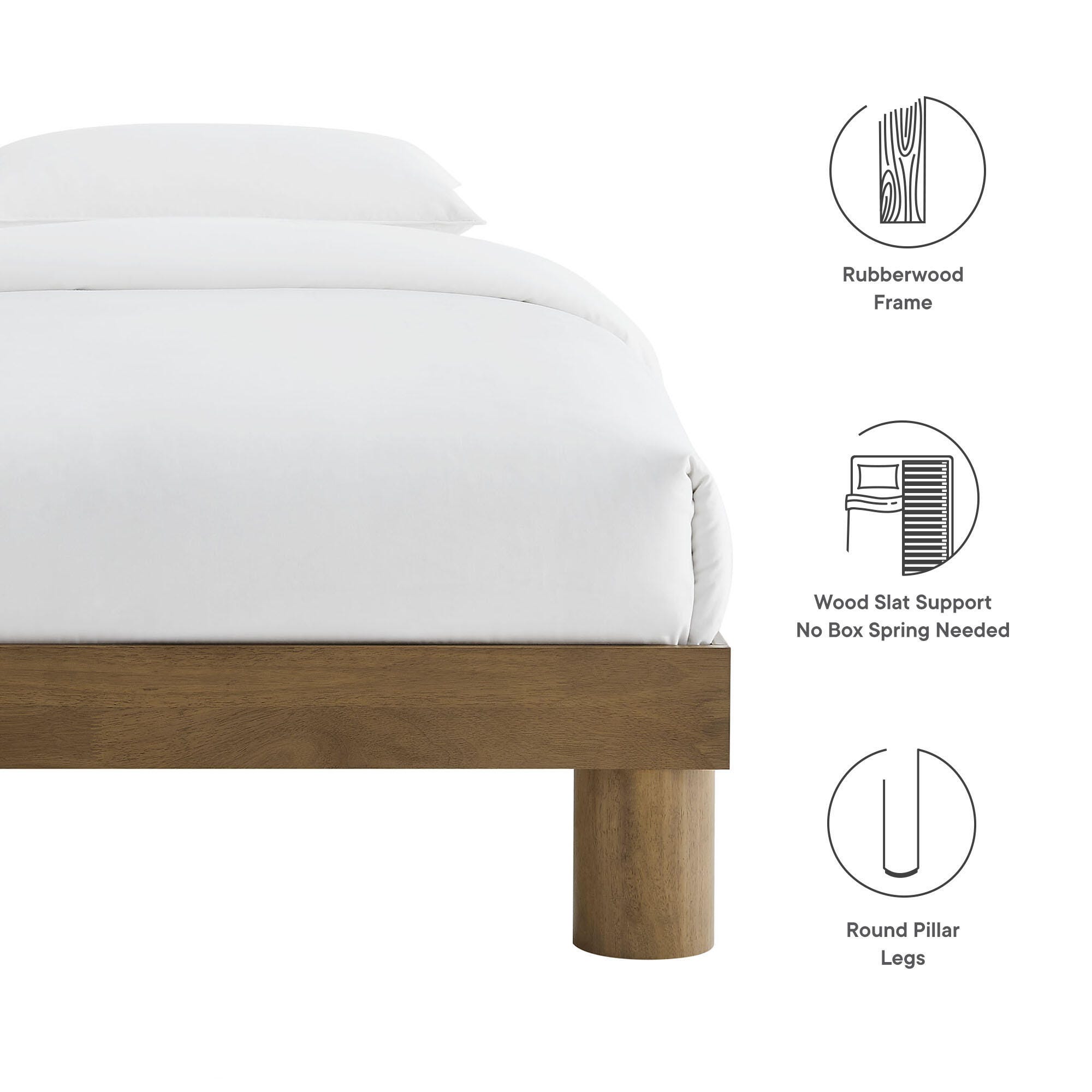 Modway Runa Twin Platform Bed, French Oak Brown, large