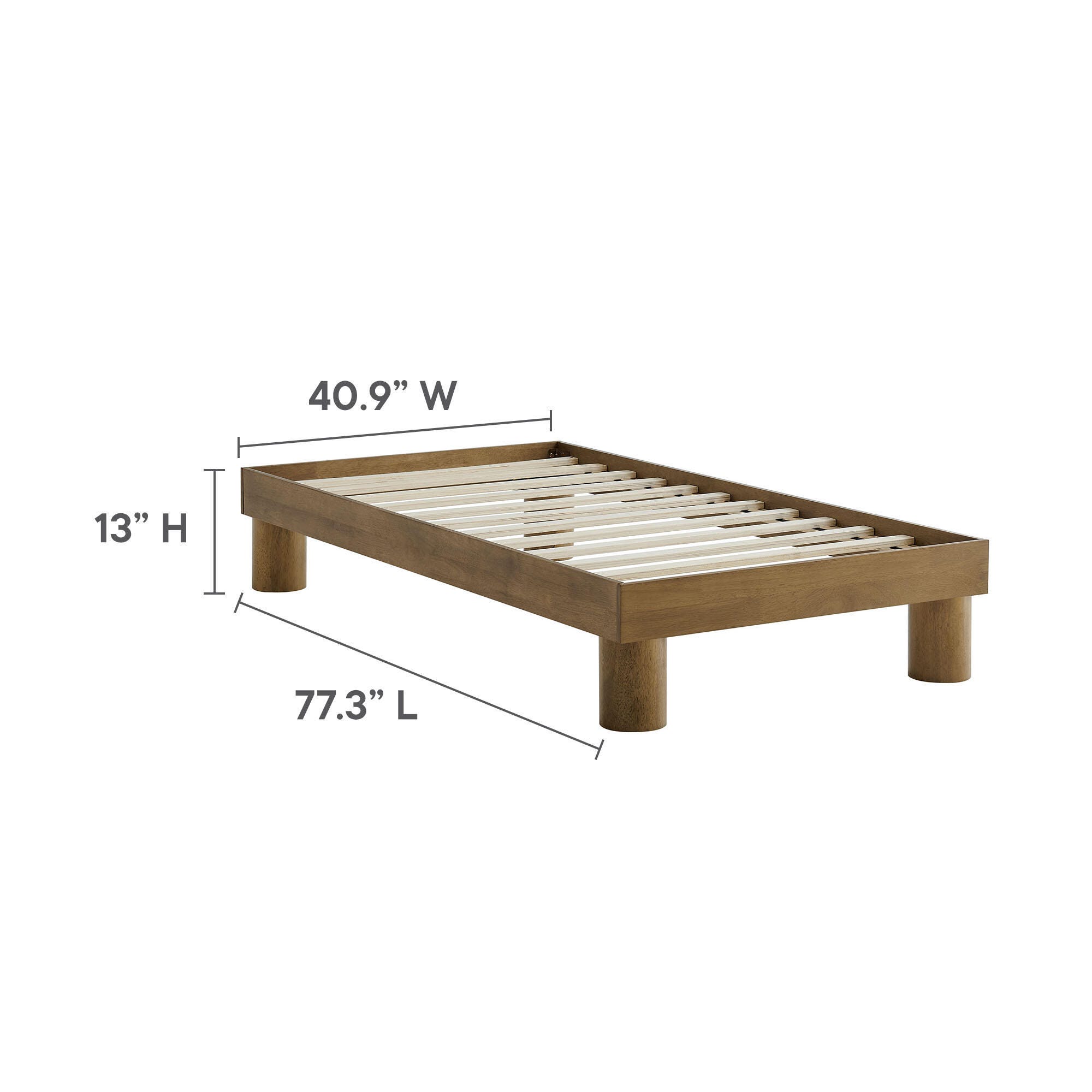 Modway Runa Twin Platform Bed, French Oak Brown, large