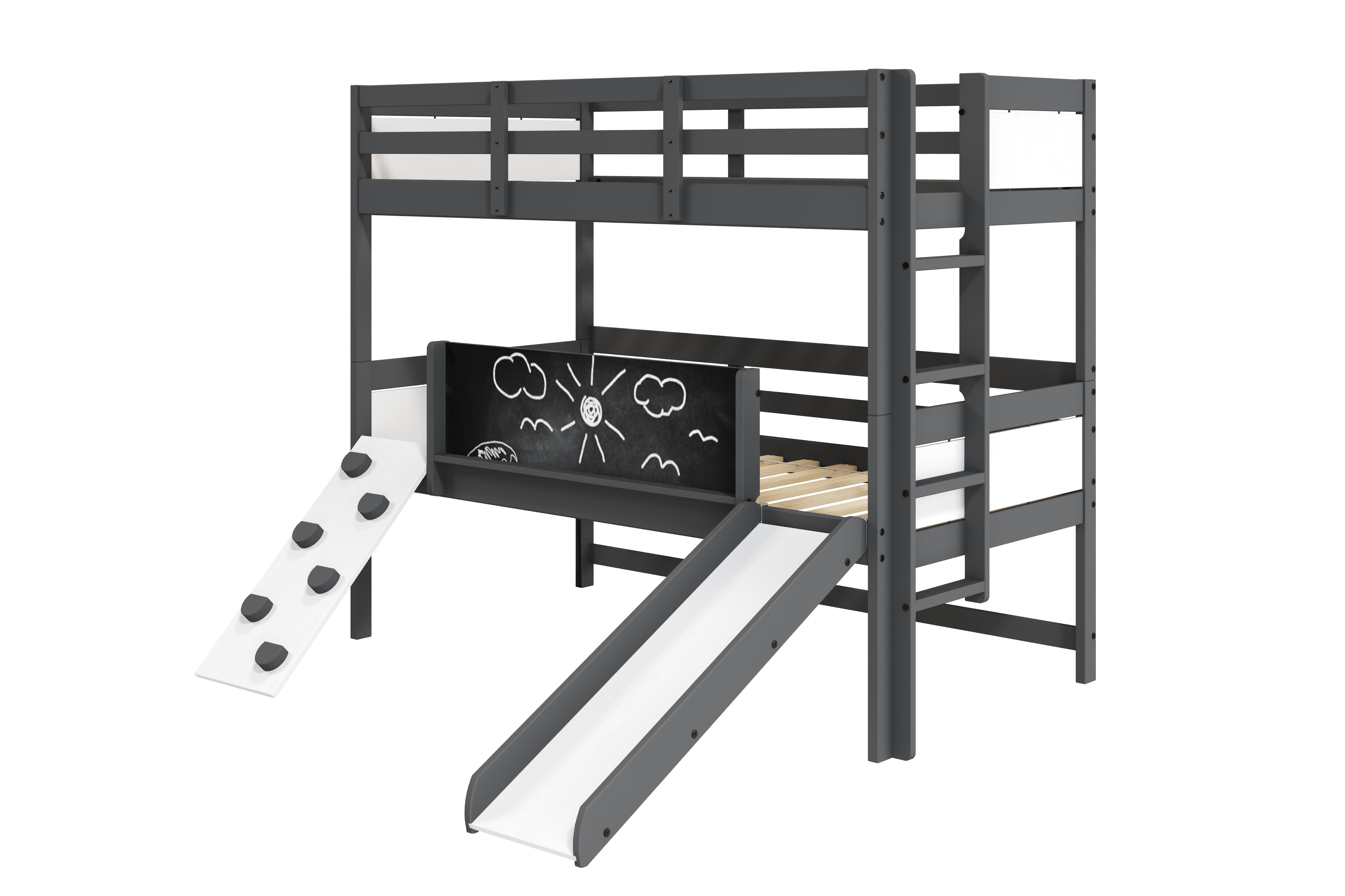 Donco Kids Art & Play Twin over Twin  Bunkbed with Slide, , large