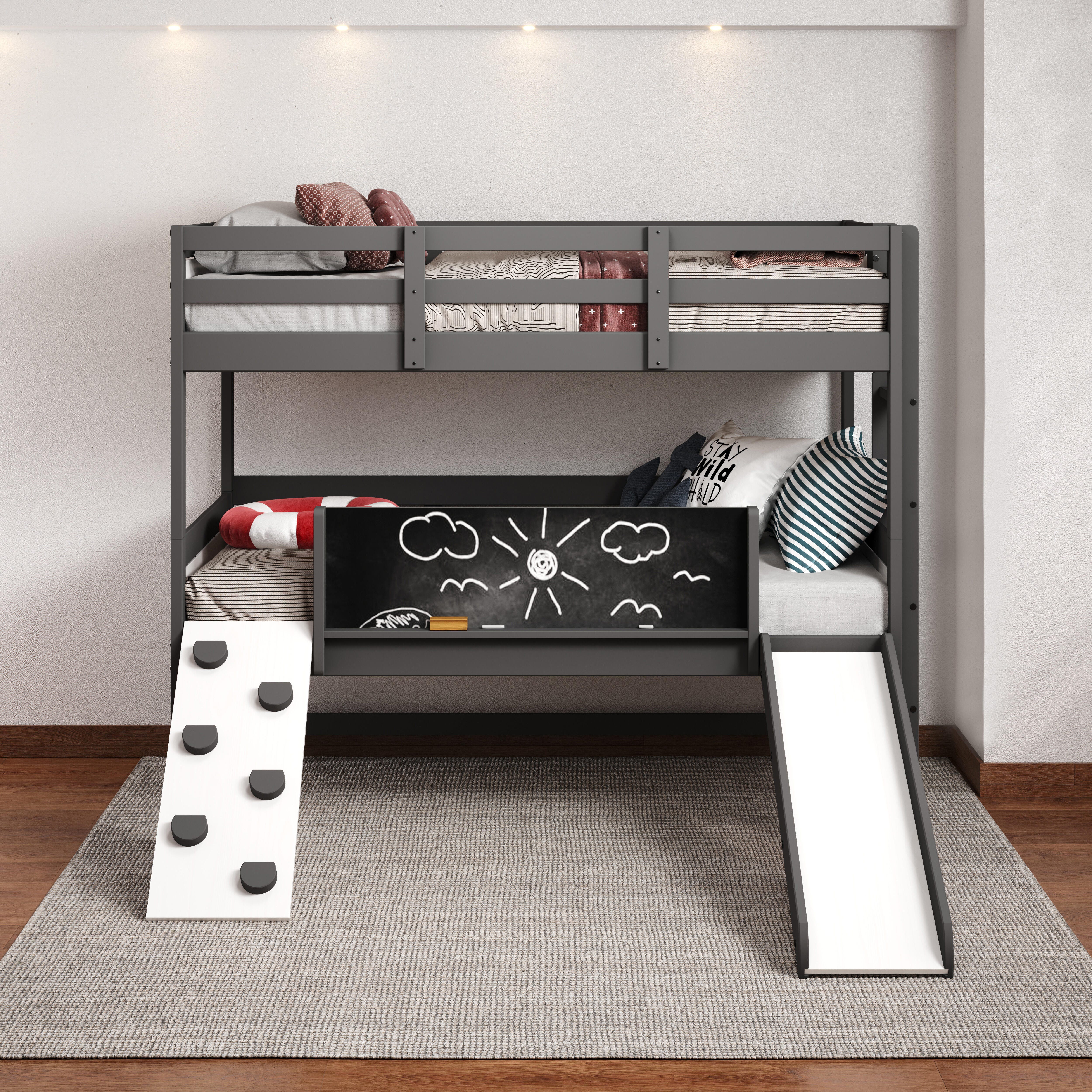 Donco Kids Art & Play Twin over Twin  Bunkbed with Slide, , large