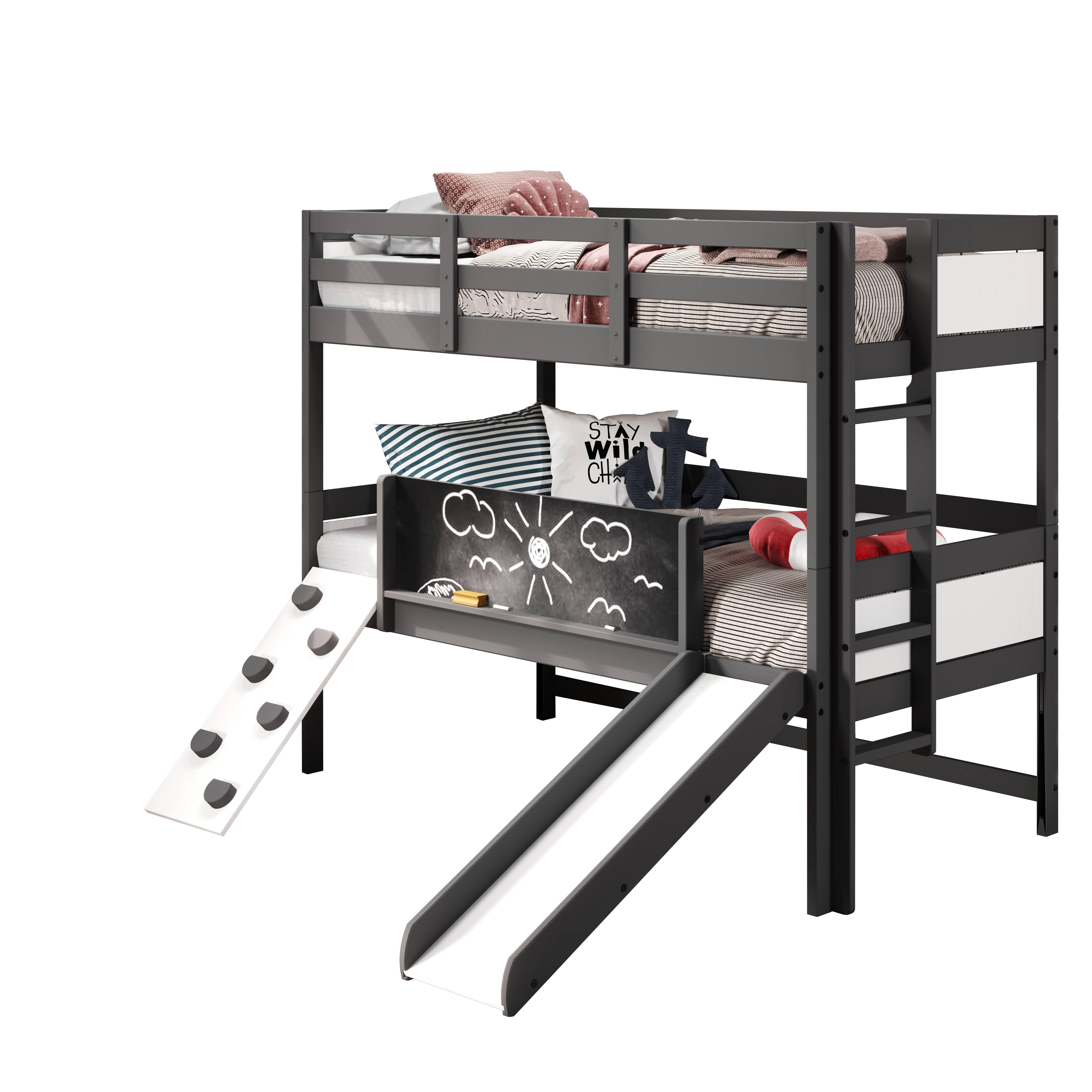 Donco Kids Art & Play Twin over Twin  Bunkbed with Slide, , large