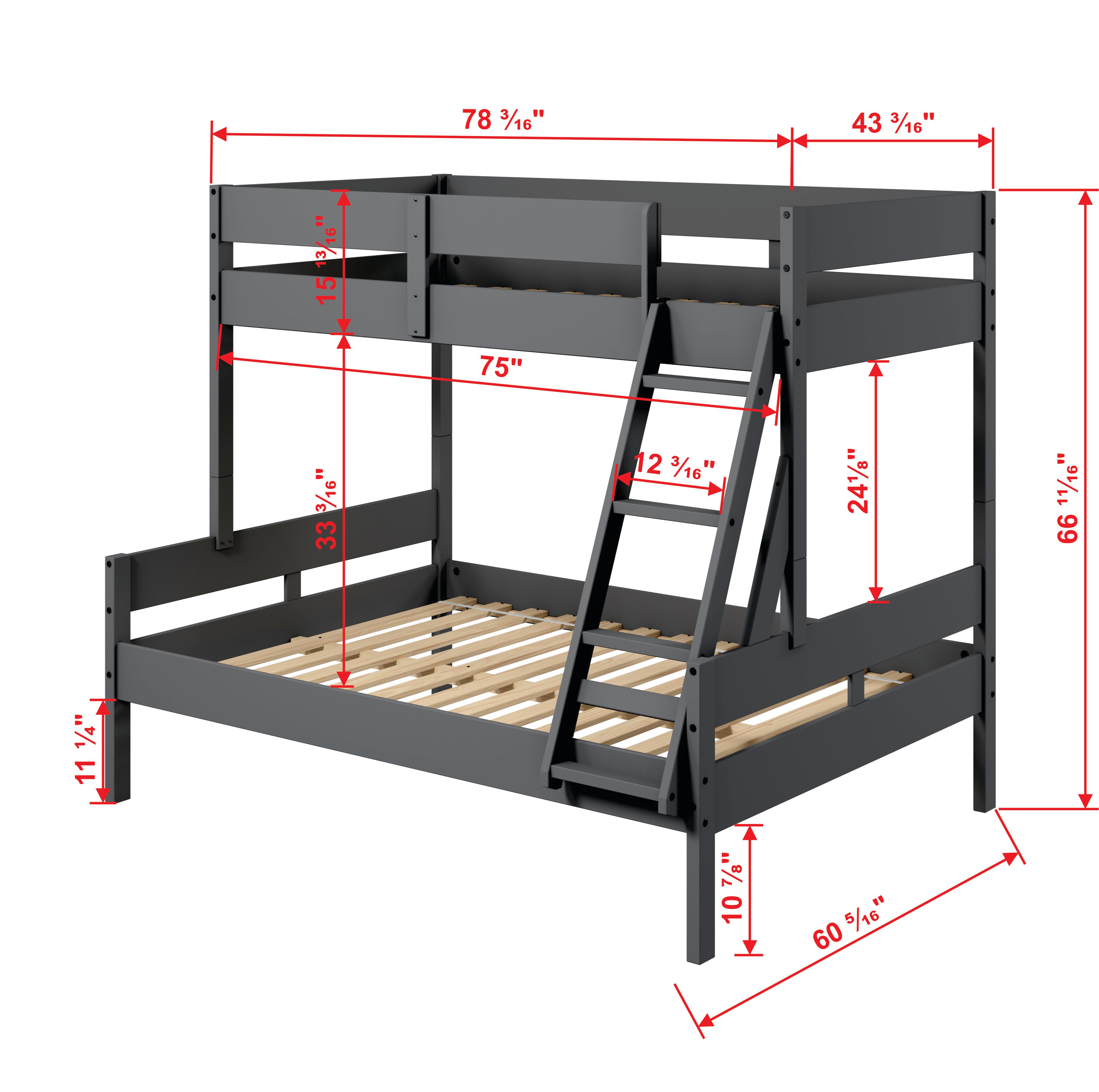 Donco Kids Low Board Twin over Full Bunkbed, Dark Gray, large