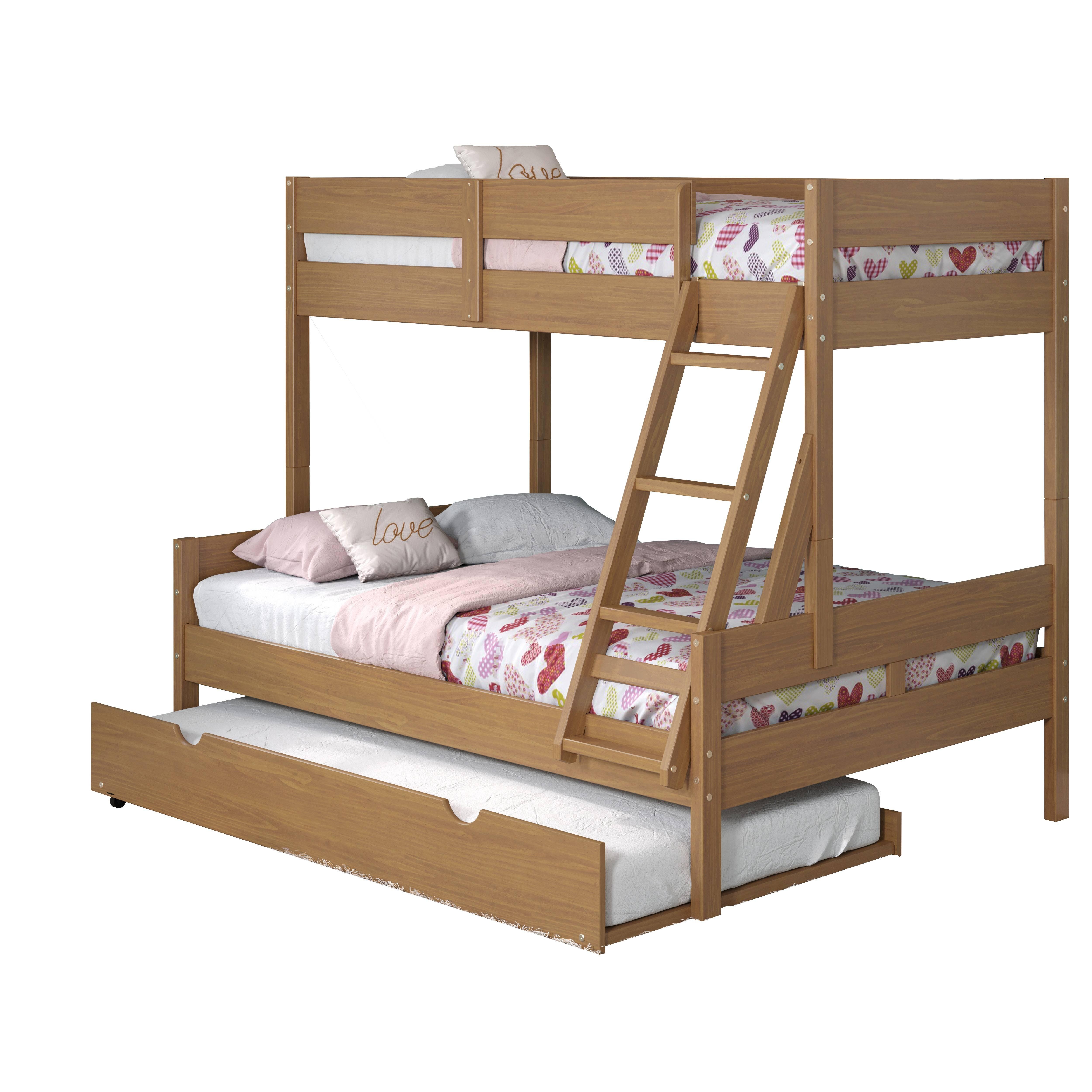 Donco Kids Low Board Twin Over Full Bunkbed with Twin Trundle, , large