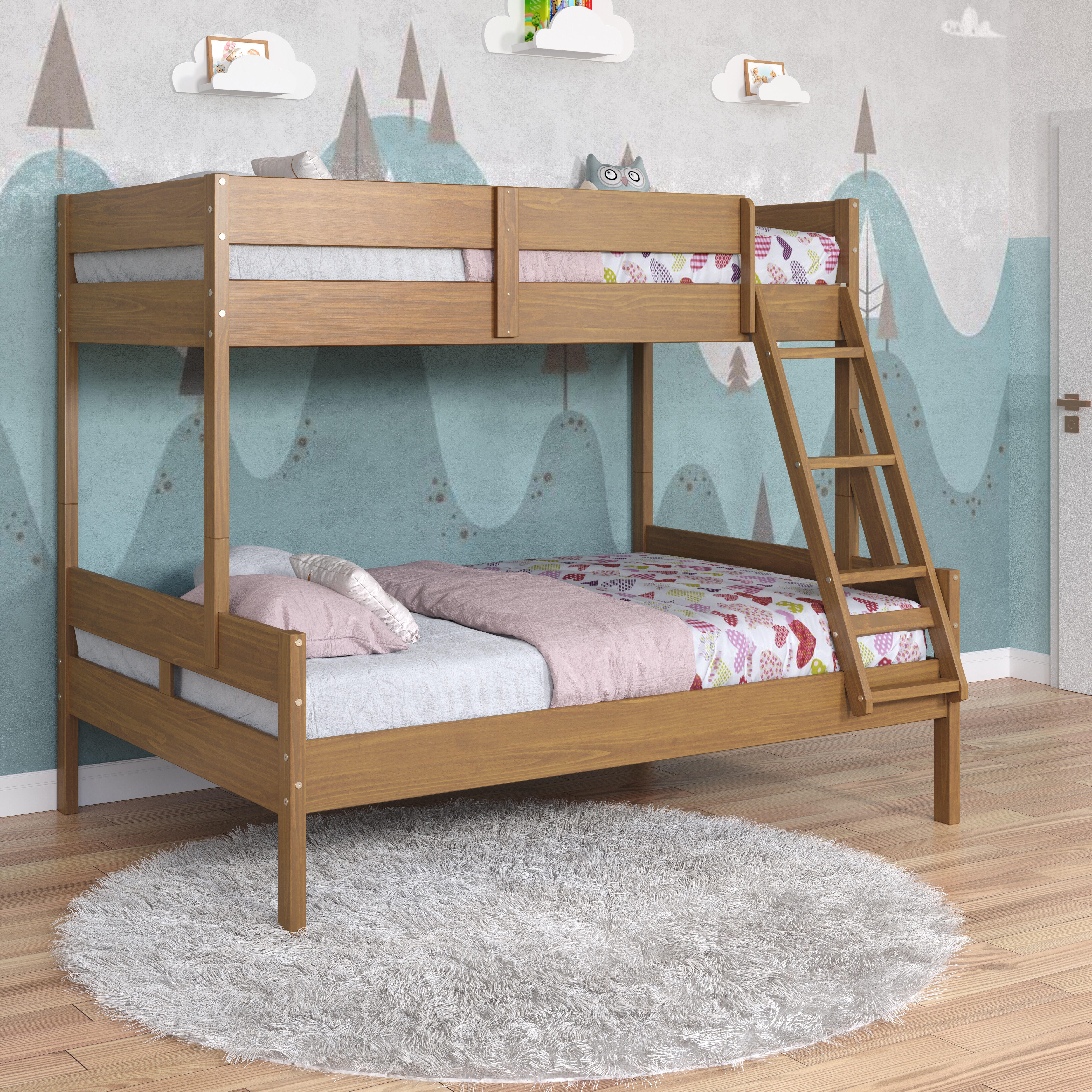 Donco Kids Low Board Twin over Full Bunkbed, Urban Oak, rollover