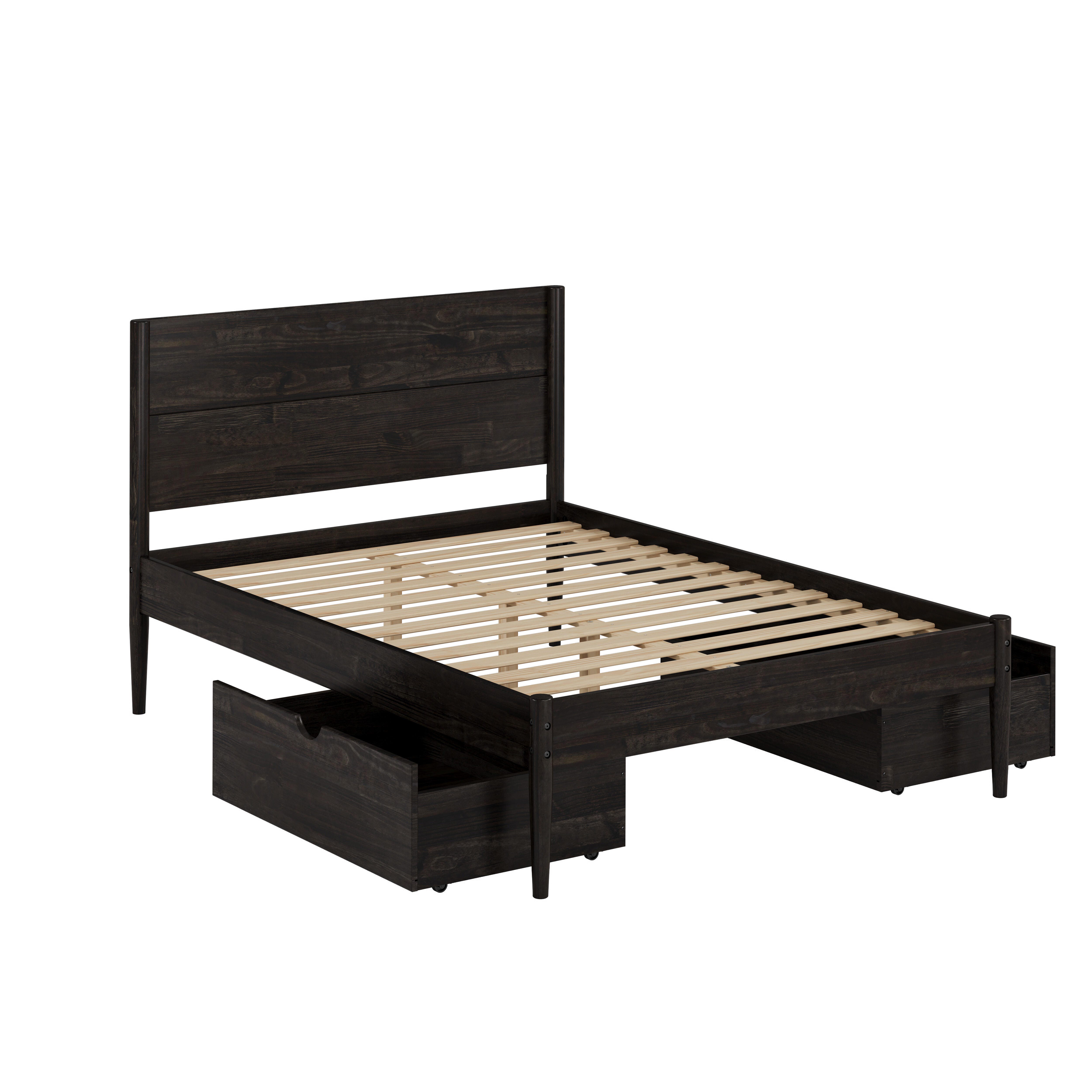 Donco Kids Mid Center Queen Platform Bed with 2 Storage Drawers, Urban Walnut, large