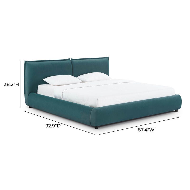 TOV Furniture Mel King Upholstered Bed, Teal, large