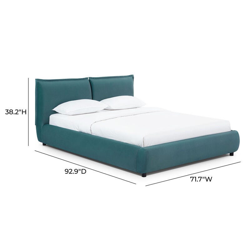 TOV Furniture Mel Queen Upholstered Bed, Teal, large