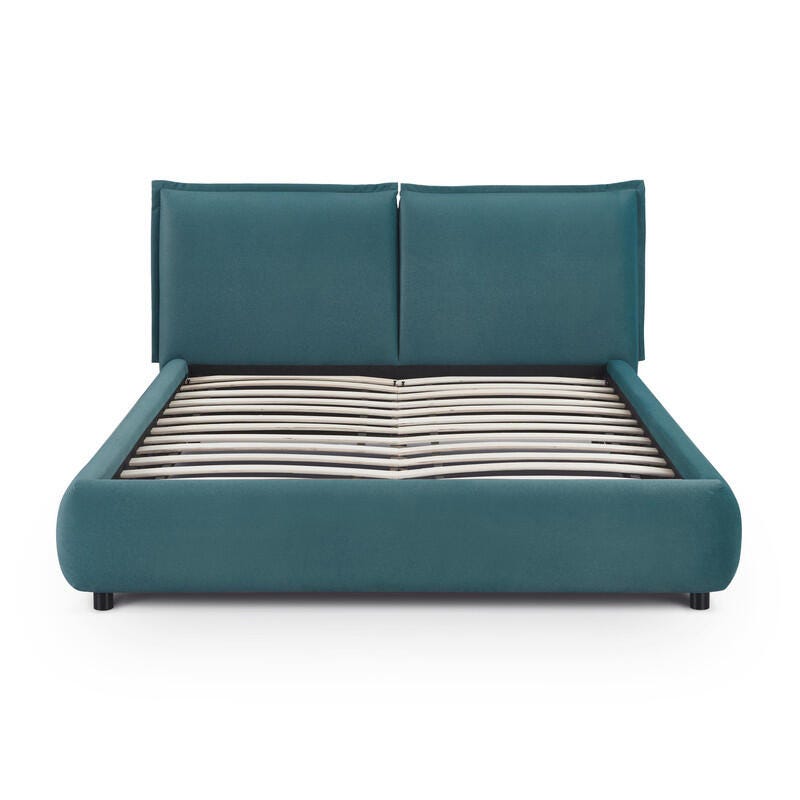 TOV Furniture Mel Queen Upholstered Bed, Teal, large