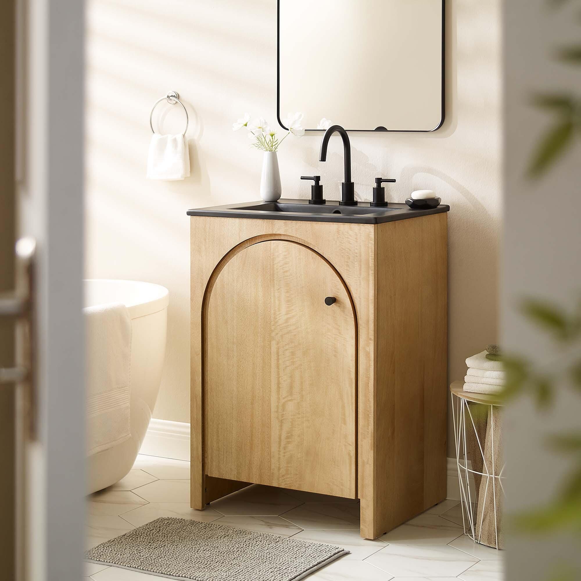Modway Appia 24" Bathroom Vanity, Oak/Black, rollover