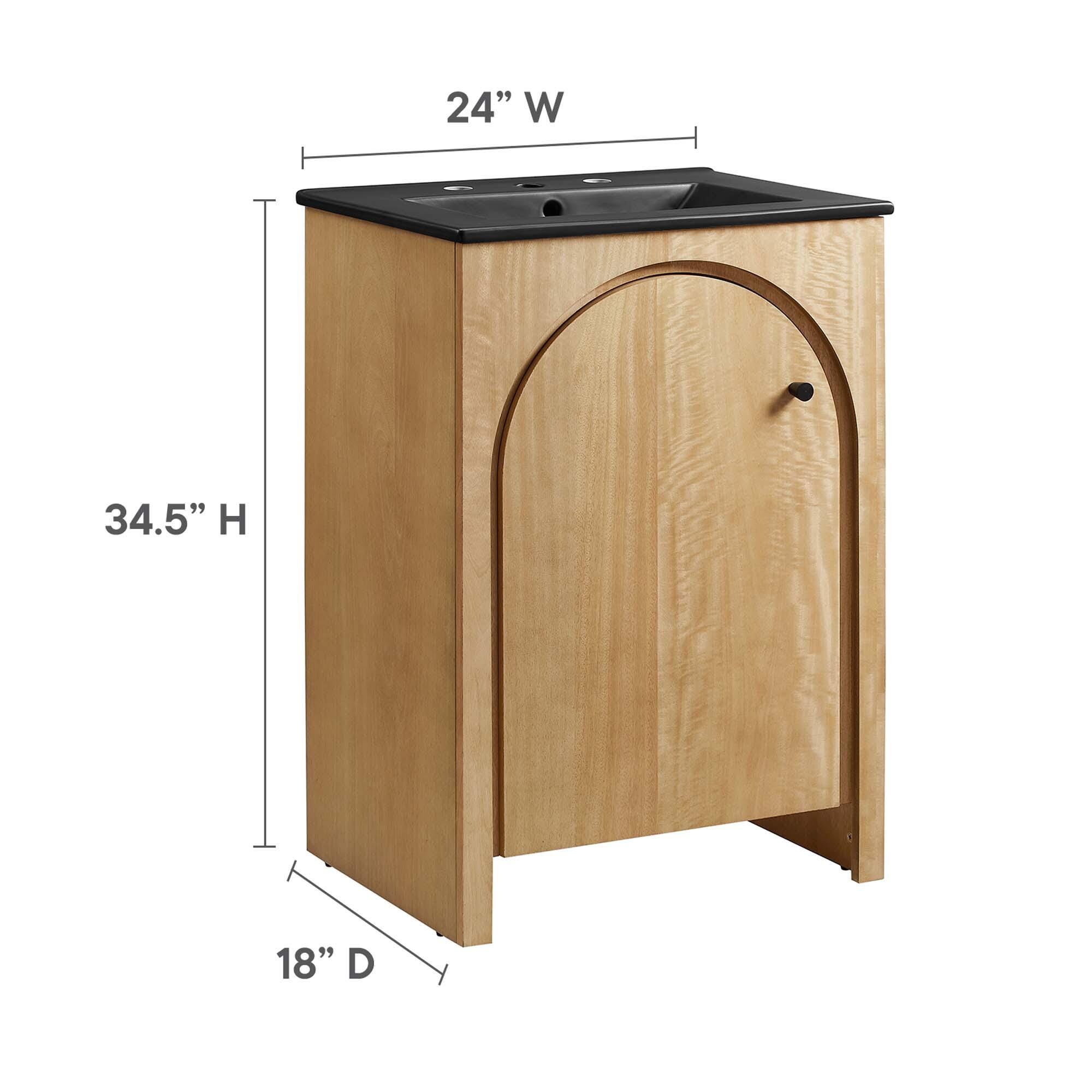 Modway Appia 24" Bathroom Vanity, Oak/Black, large