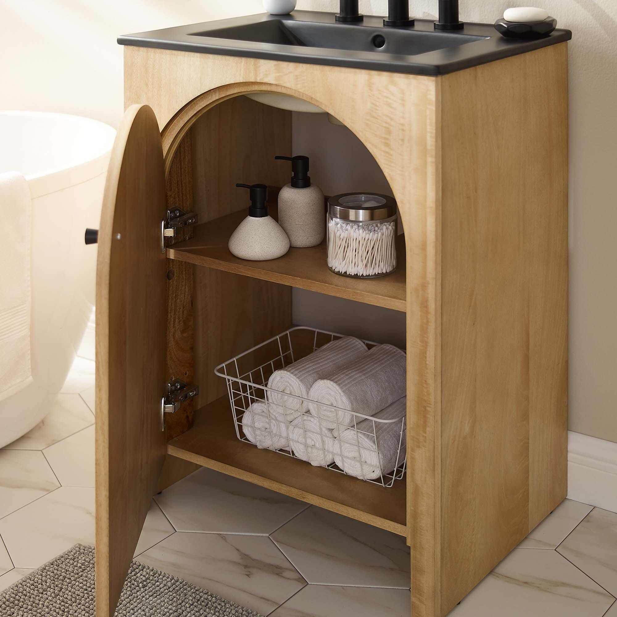 Modway Appia 24" Bathroom Vanity, Oak/Black, large