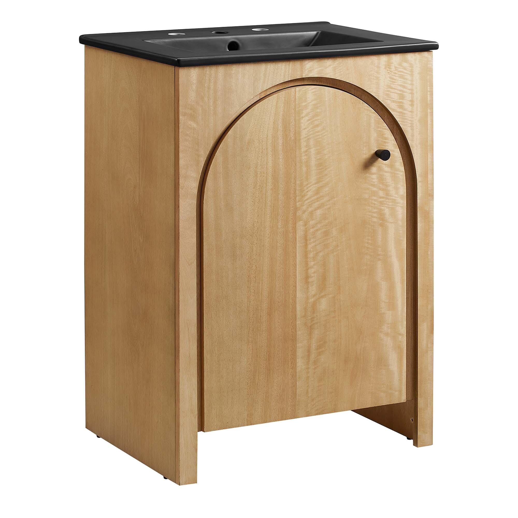 Modway Appia 24" Bathroom Vanity, Oak/Black, large