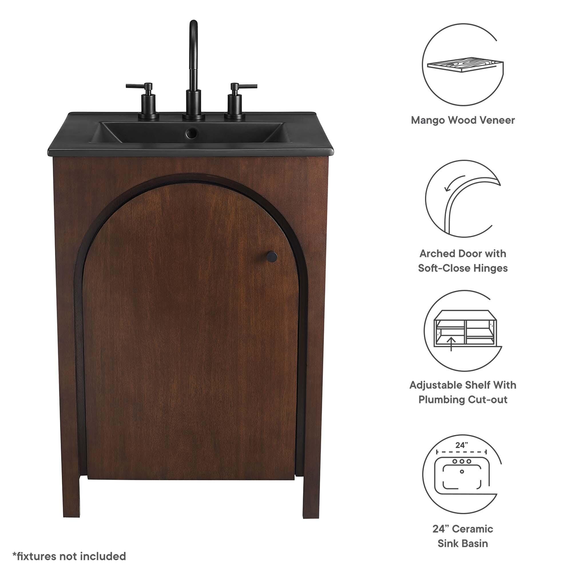 Modway Appia 24" Bathroom Vanity, Walnut/Black, large