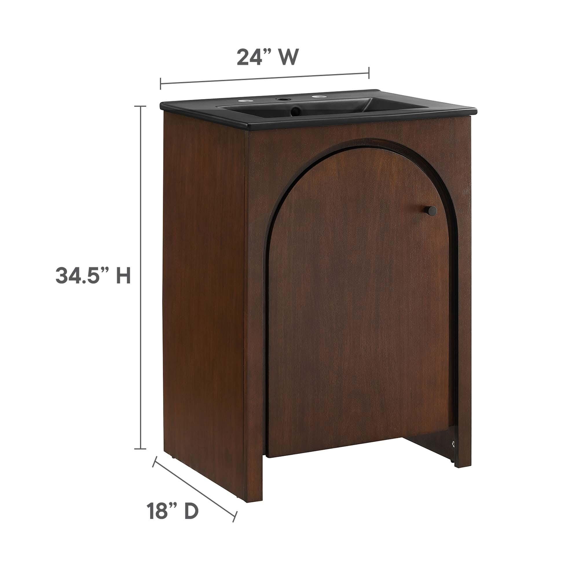 Modway Appia 24" Bathroom Vanity, Walnut/Black, large