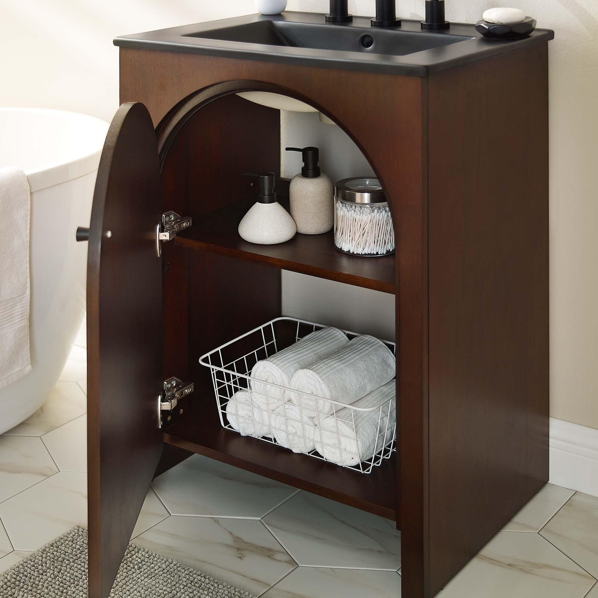 Modway Appia 24" Bathroom Vanity, Walnut/Black, large