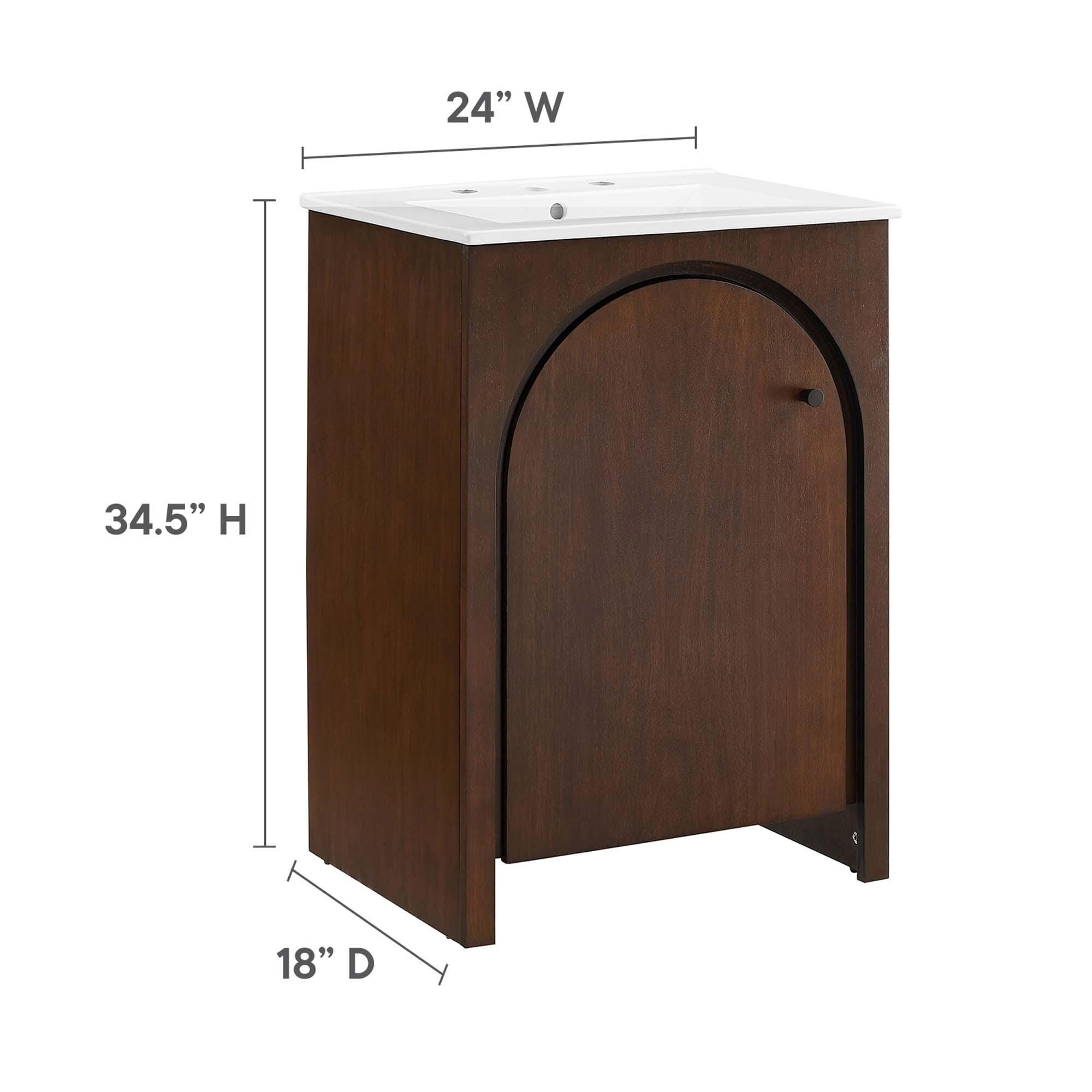 Modway Appia 25" Bathroom Vanity, Walnut/White, large