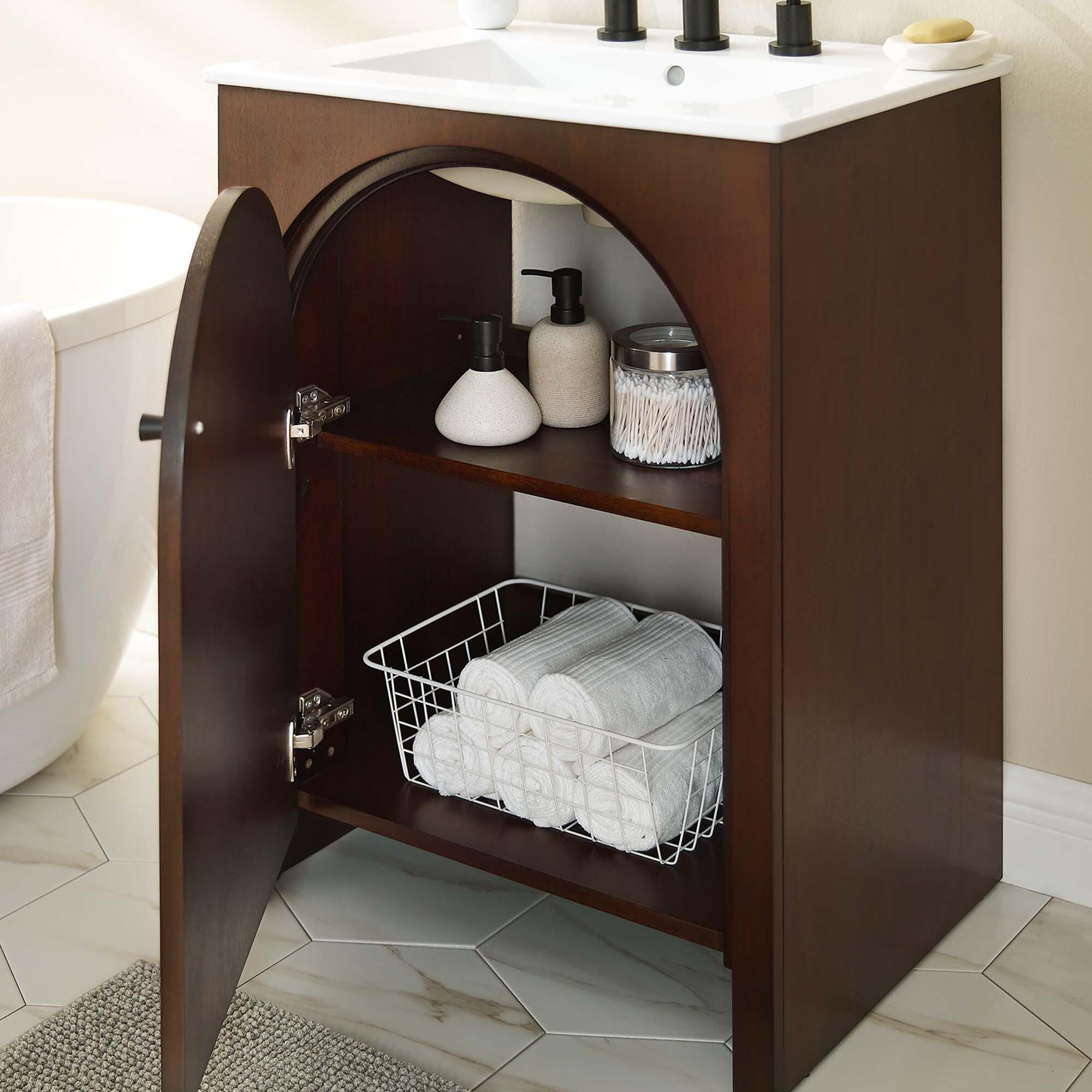Modway Appia 25" Bathroom Vanity, Walnut/White, large