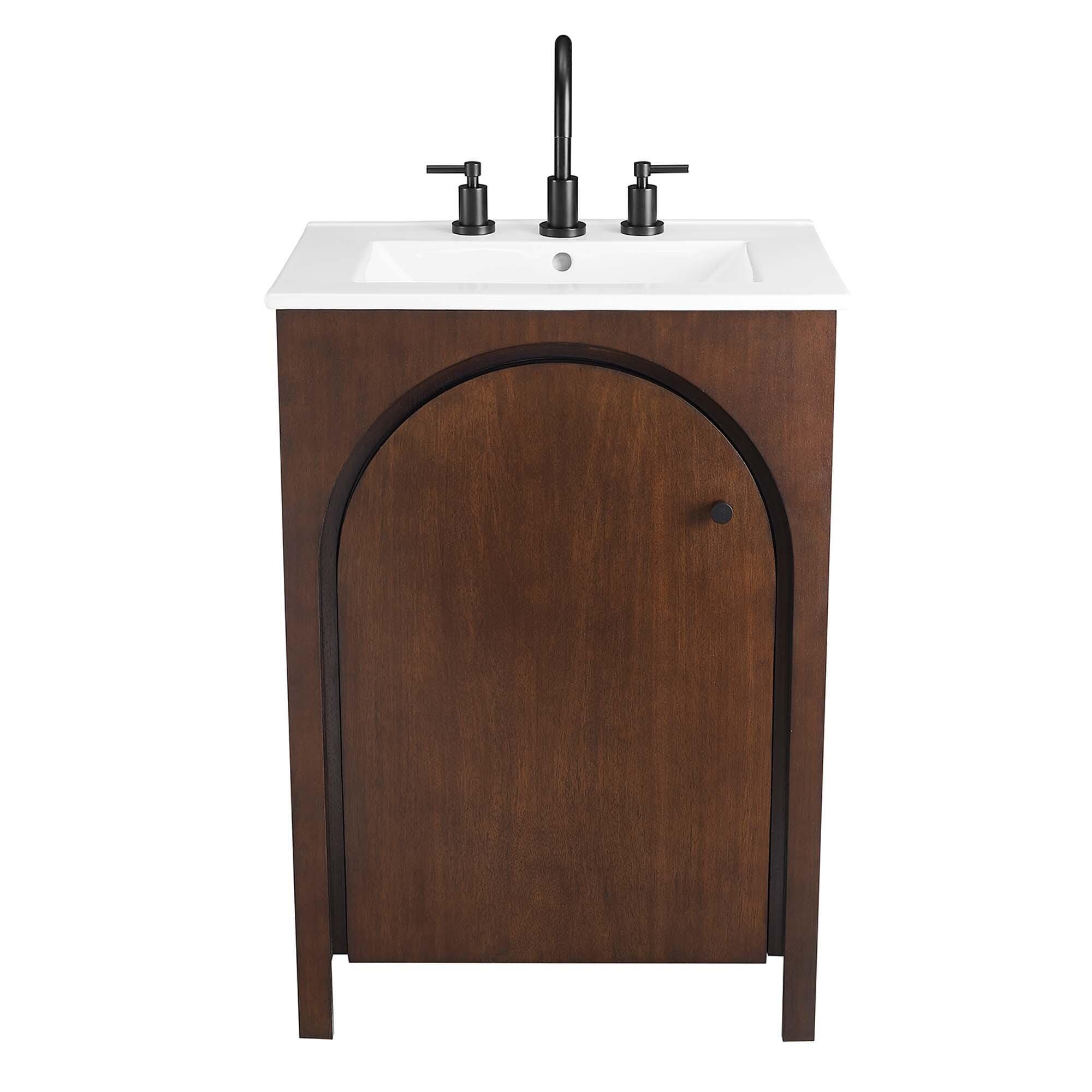 Modway Appia 25" Bathroom Vanity, Walnut/White, large