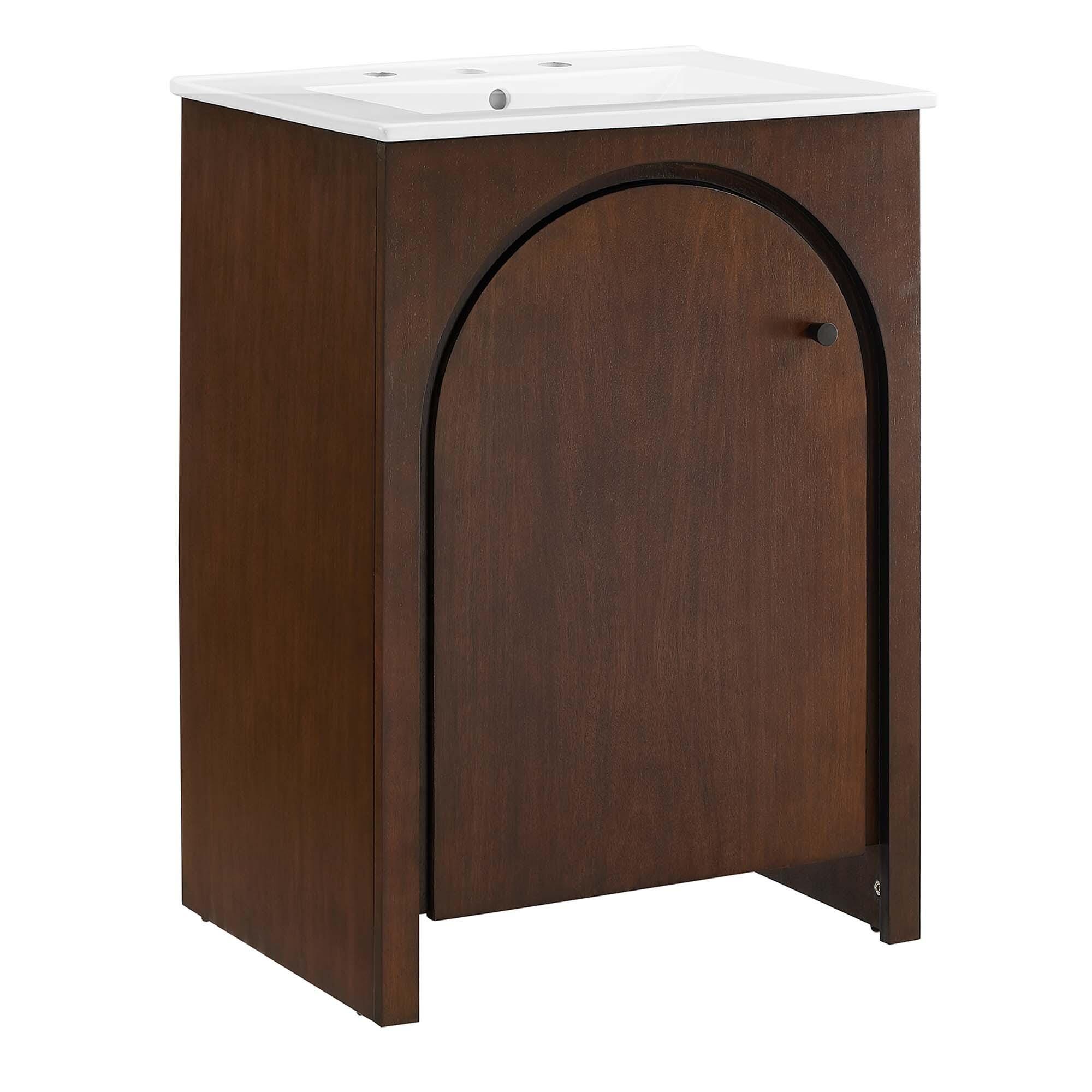 Modway Appia 25" Bathroom Vanity, Walnut/White, large