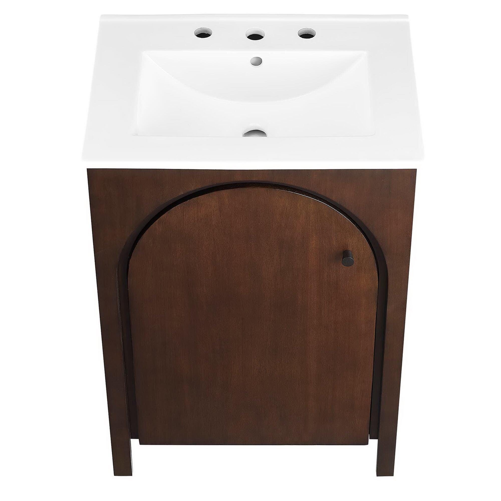 Modway Appia 25" Bathroom Vanity, Walnut/White, large