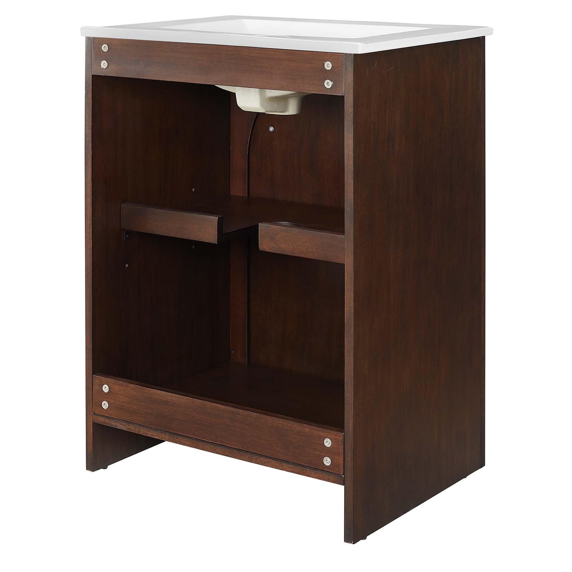 Modway Appia 25" Bathroom Vanity, Walnut/White, large