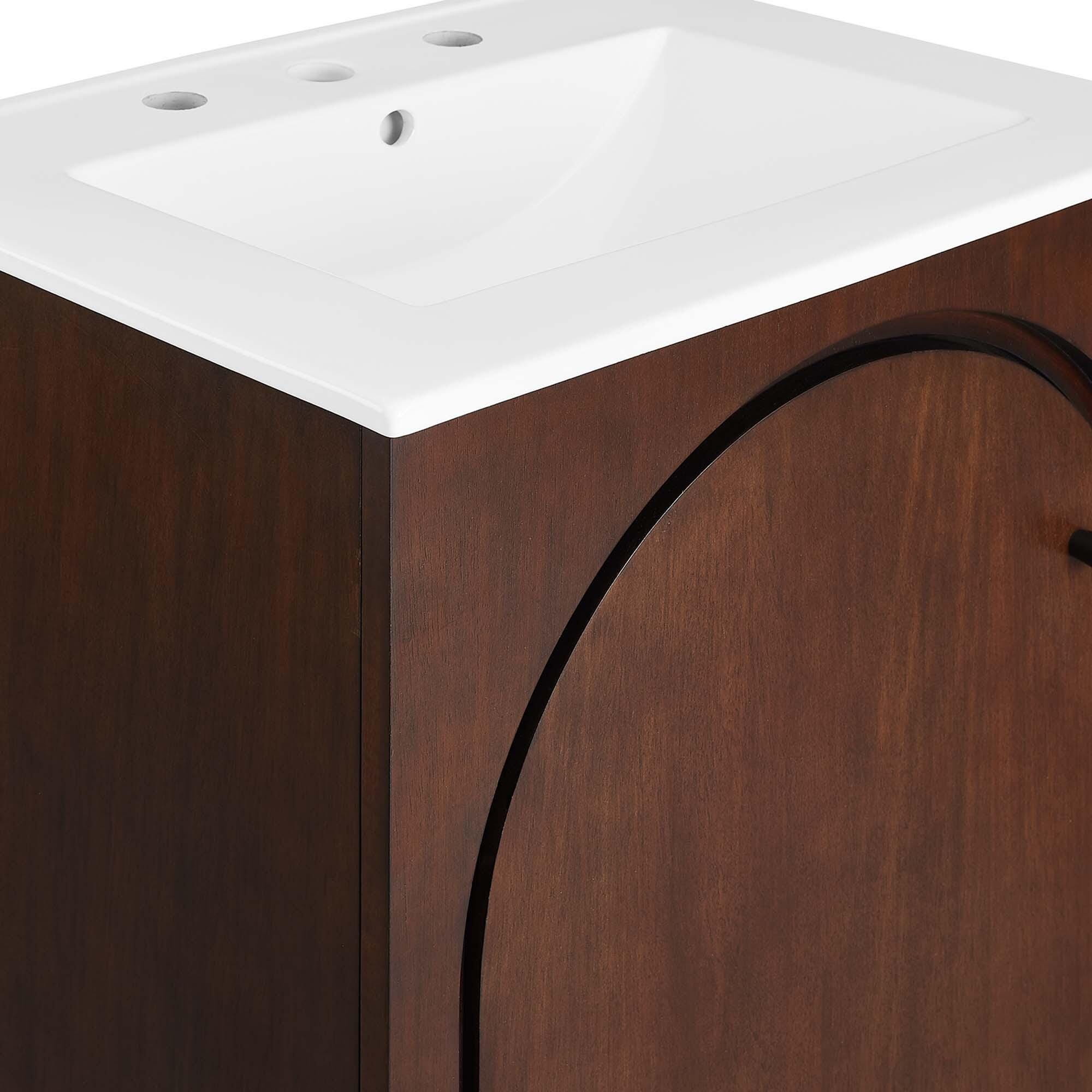 Modway Appia 25" Bathroom Vanity, Walnut/White, large