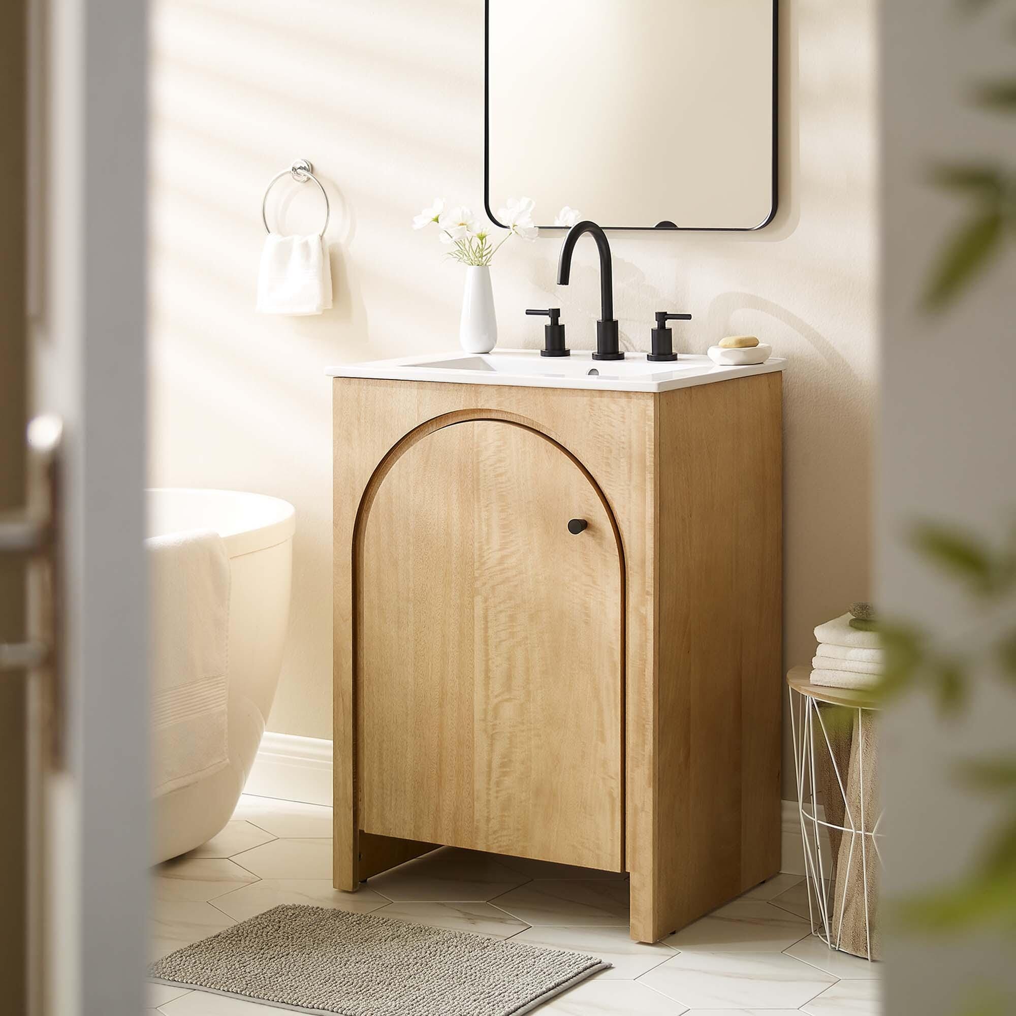 Modway Appia 25" Bathroom Vanity, Oak/White, large