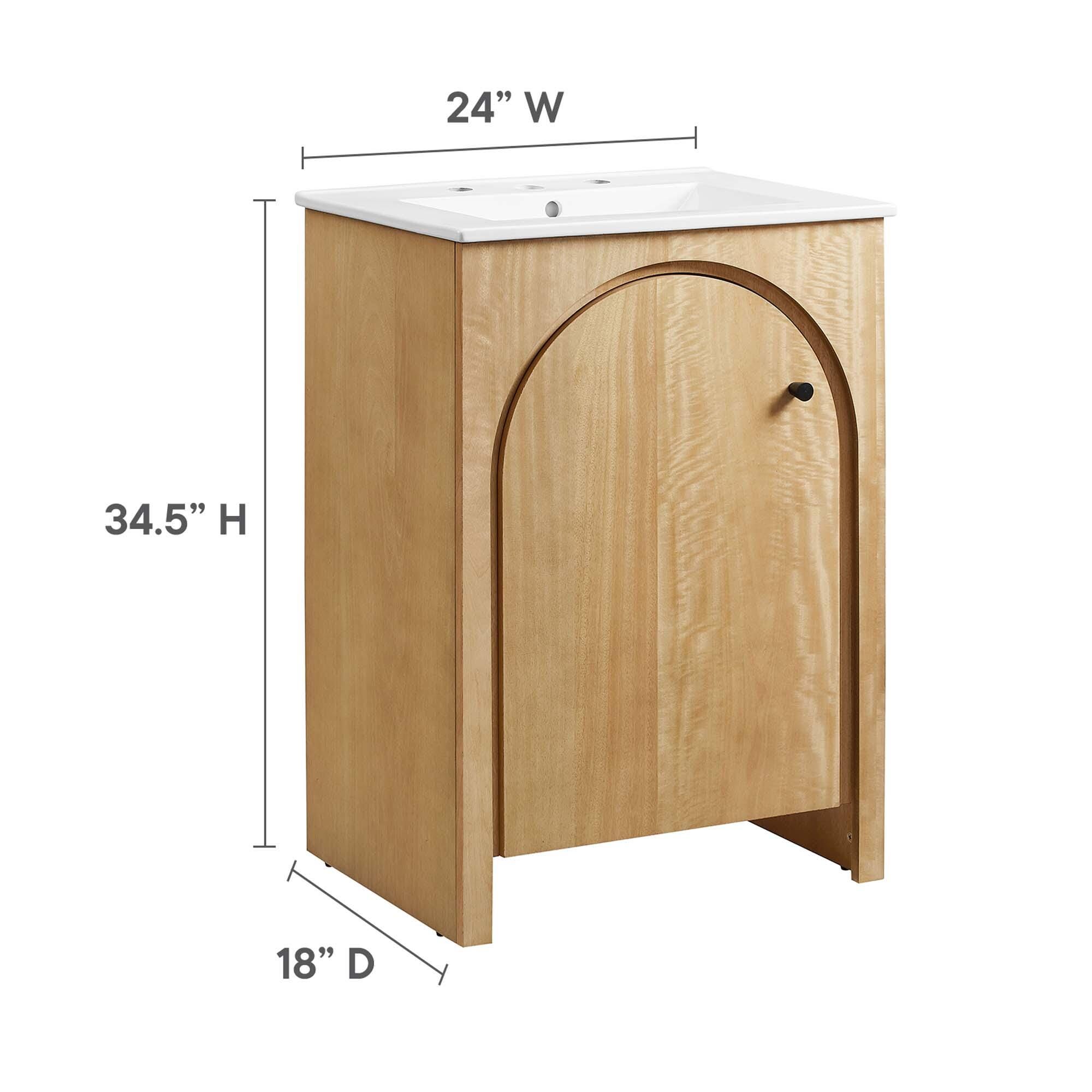 Modway Appia 25" Bathroom Vanity, Oak/White, large