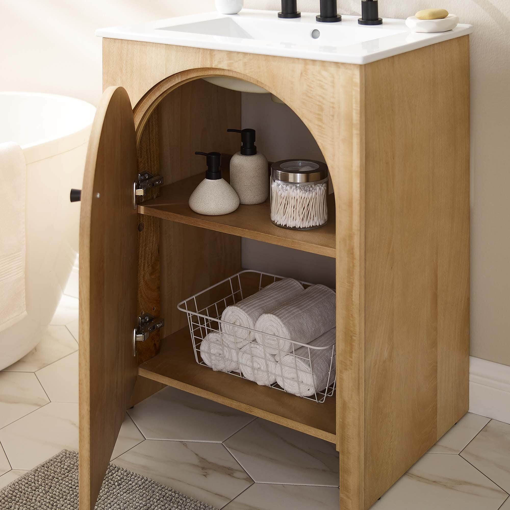 Modway Appia 25" Bathroom Vanity, Oak/White, large