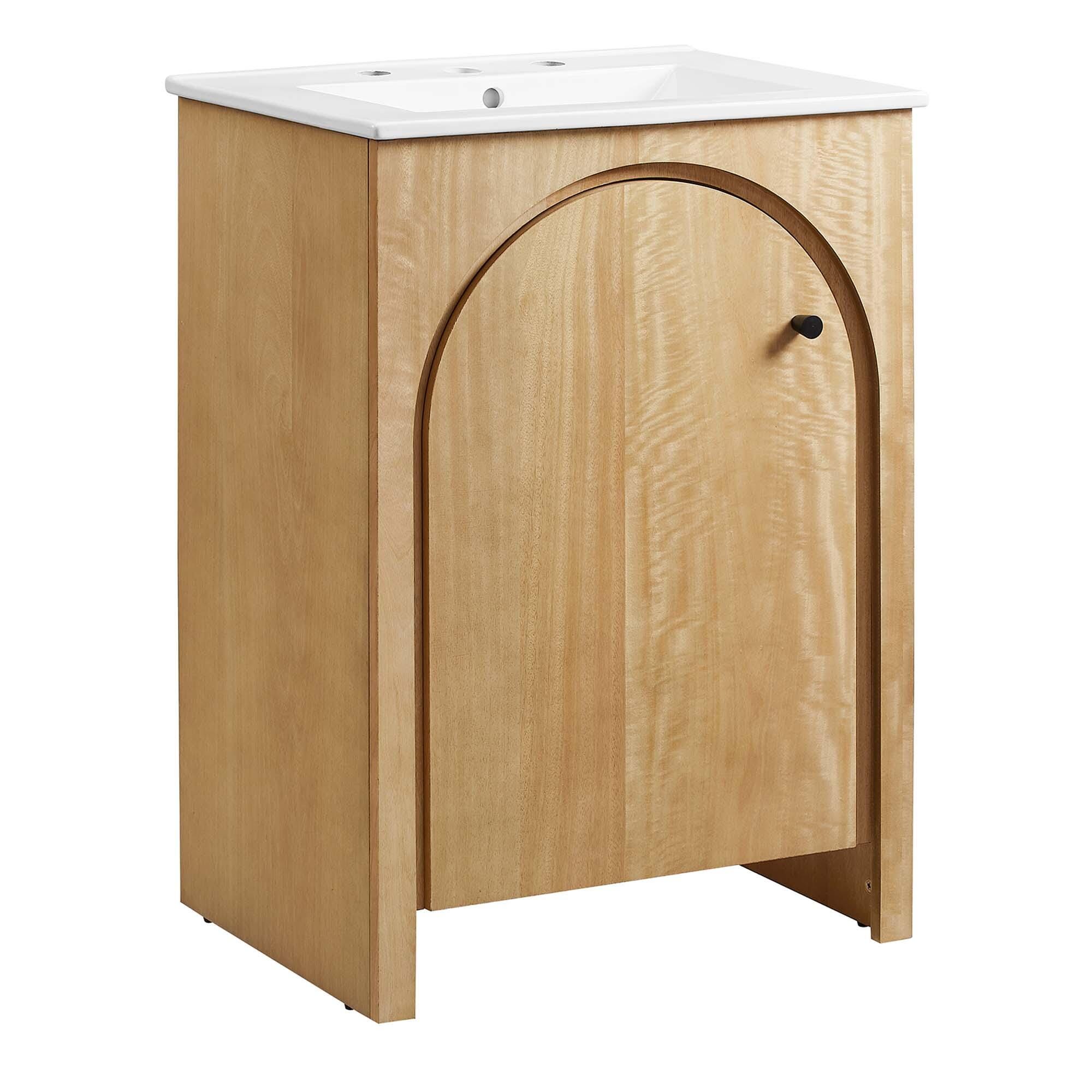Modway Appia 25" Bathroom Vanity, Oak/White, large