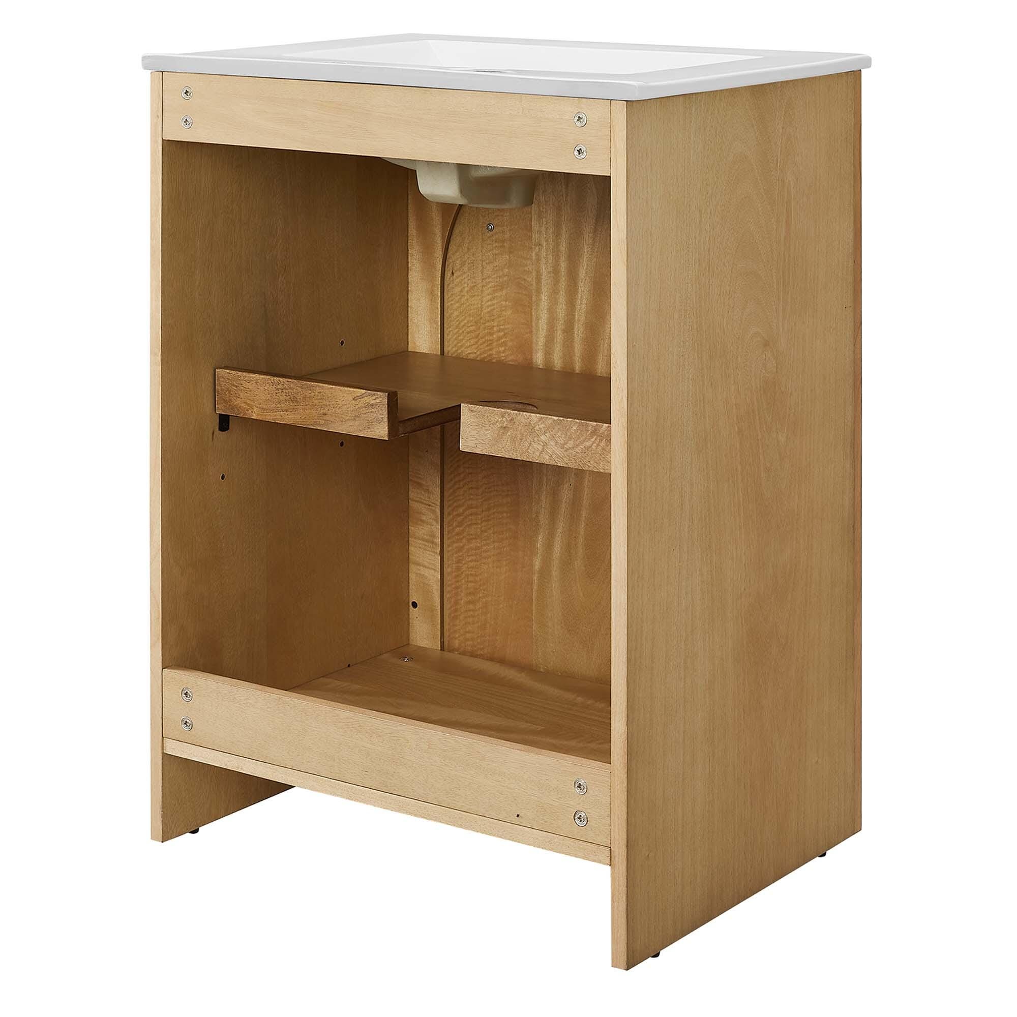 Modway Appia 25" Bathroom Vanity, Oak/White, large