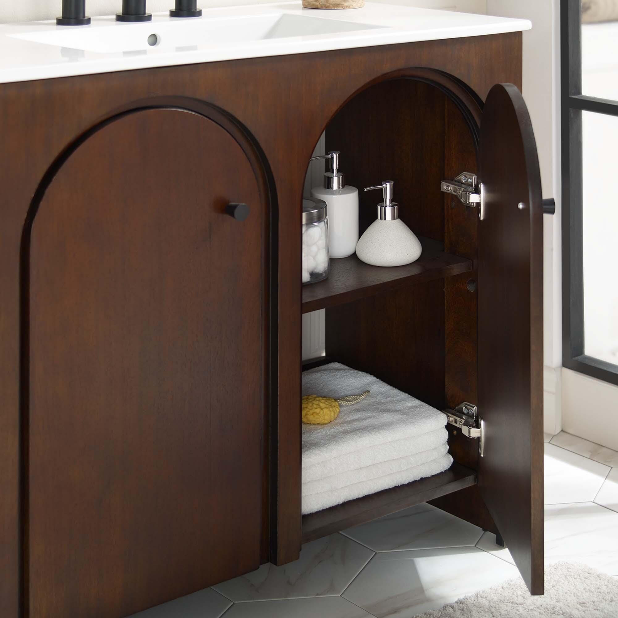 Modway Appia 36" Bathroom Vanity, Walnut/White, large