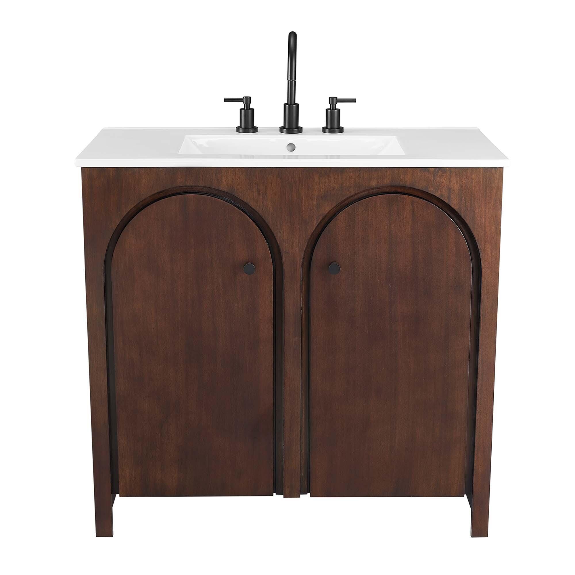 Modway Appia 36" Bathroom Vanity, Walnut/White, large