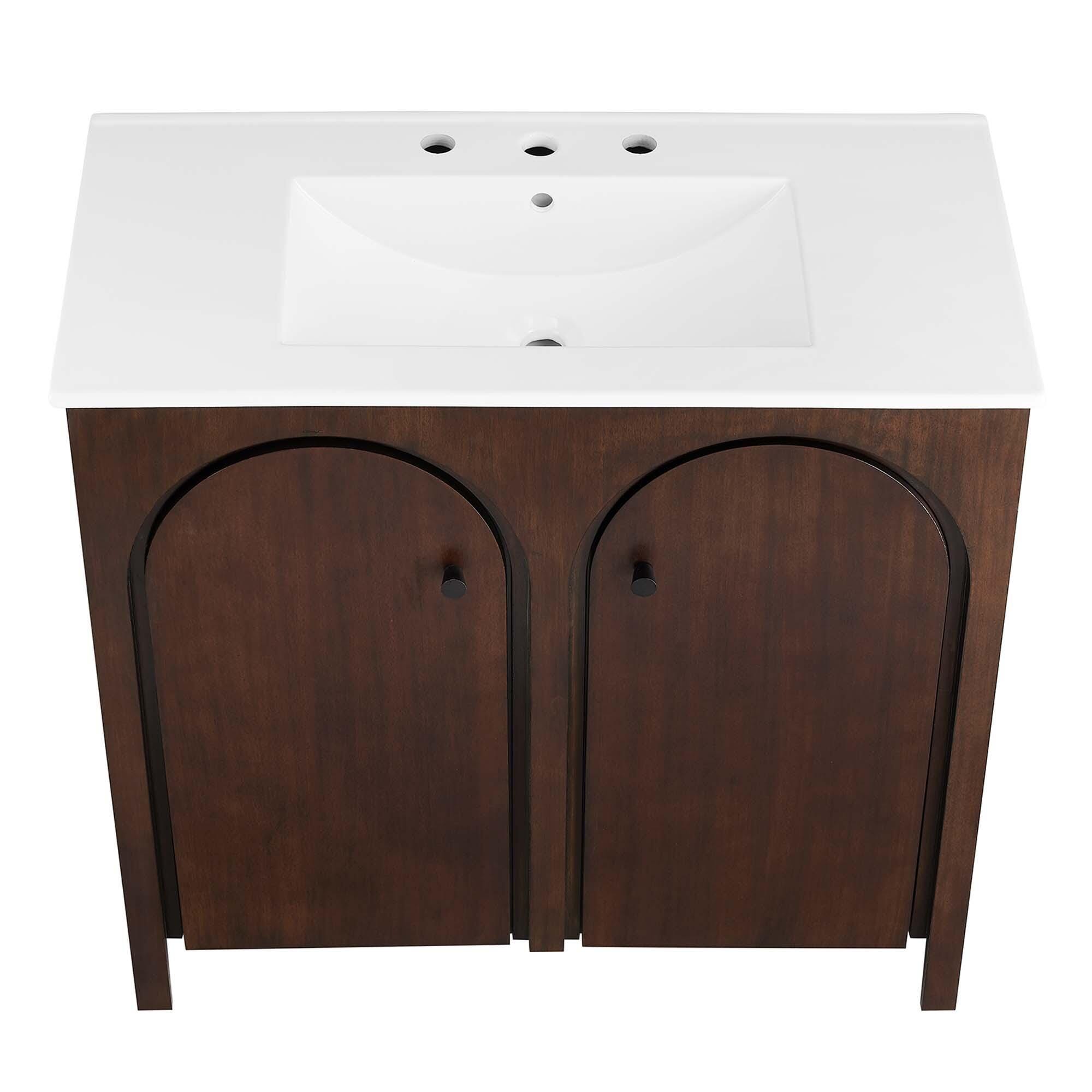 Modway Appia 36" Bathroom Vanity, Walnut/White, large