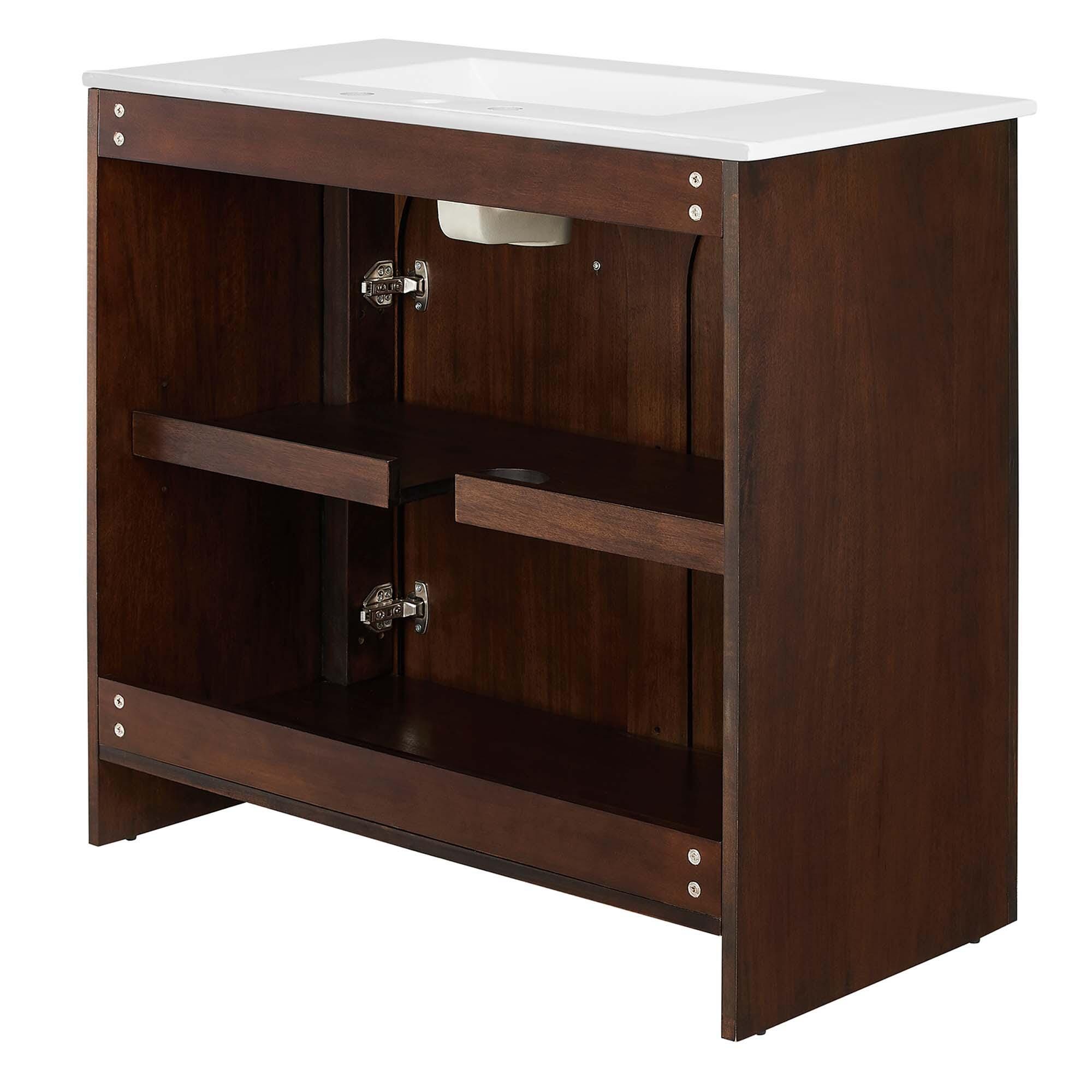 Modway Appia 36" Bathroom Vanity, Walnut/White, large