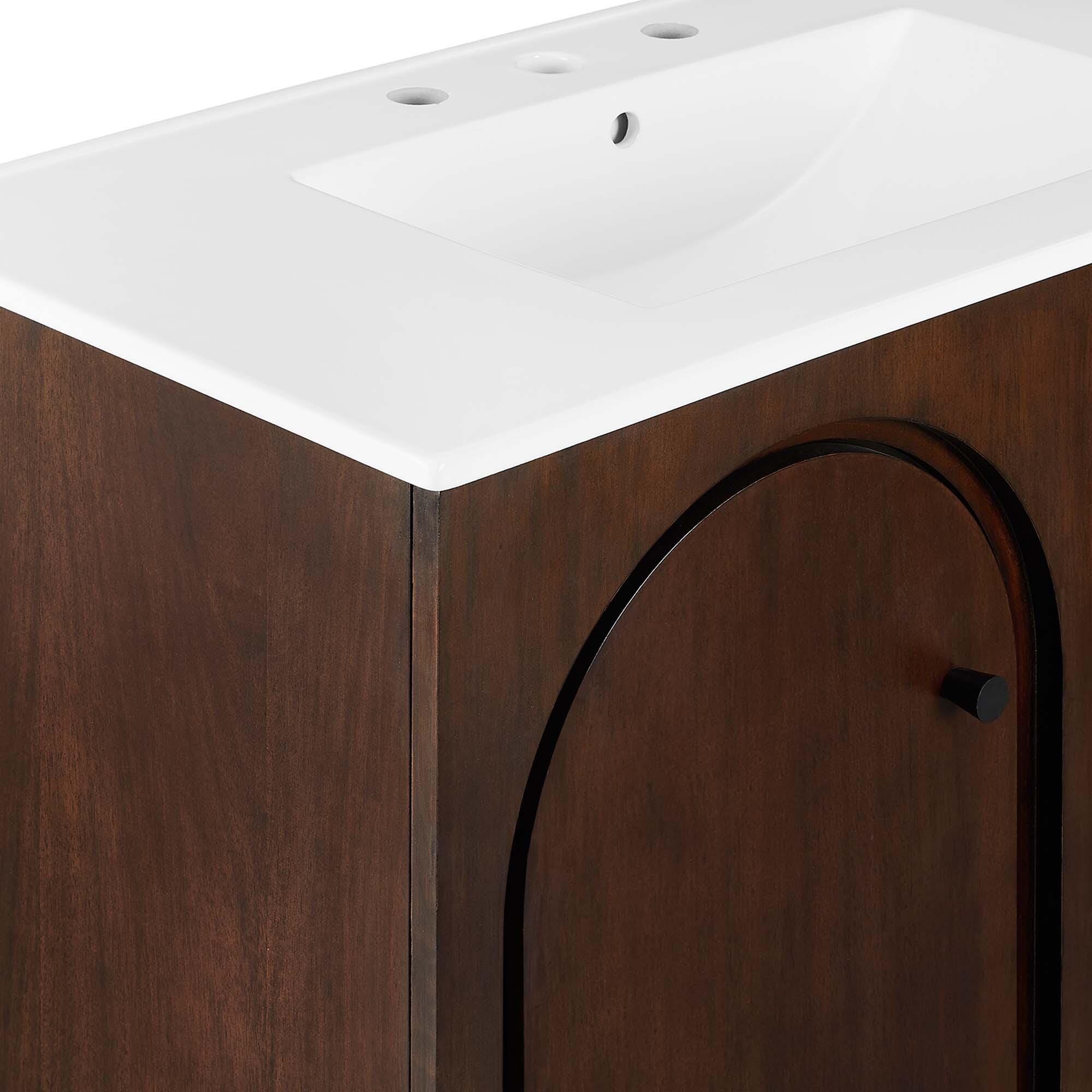 Modway Appia 36" Bathroom Vanity, Walnut/White, large