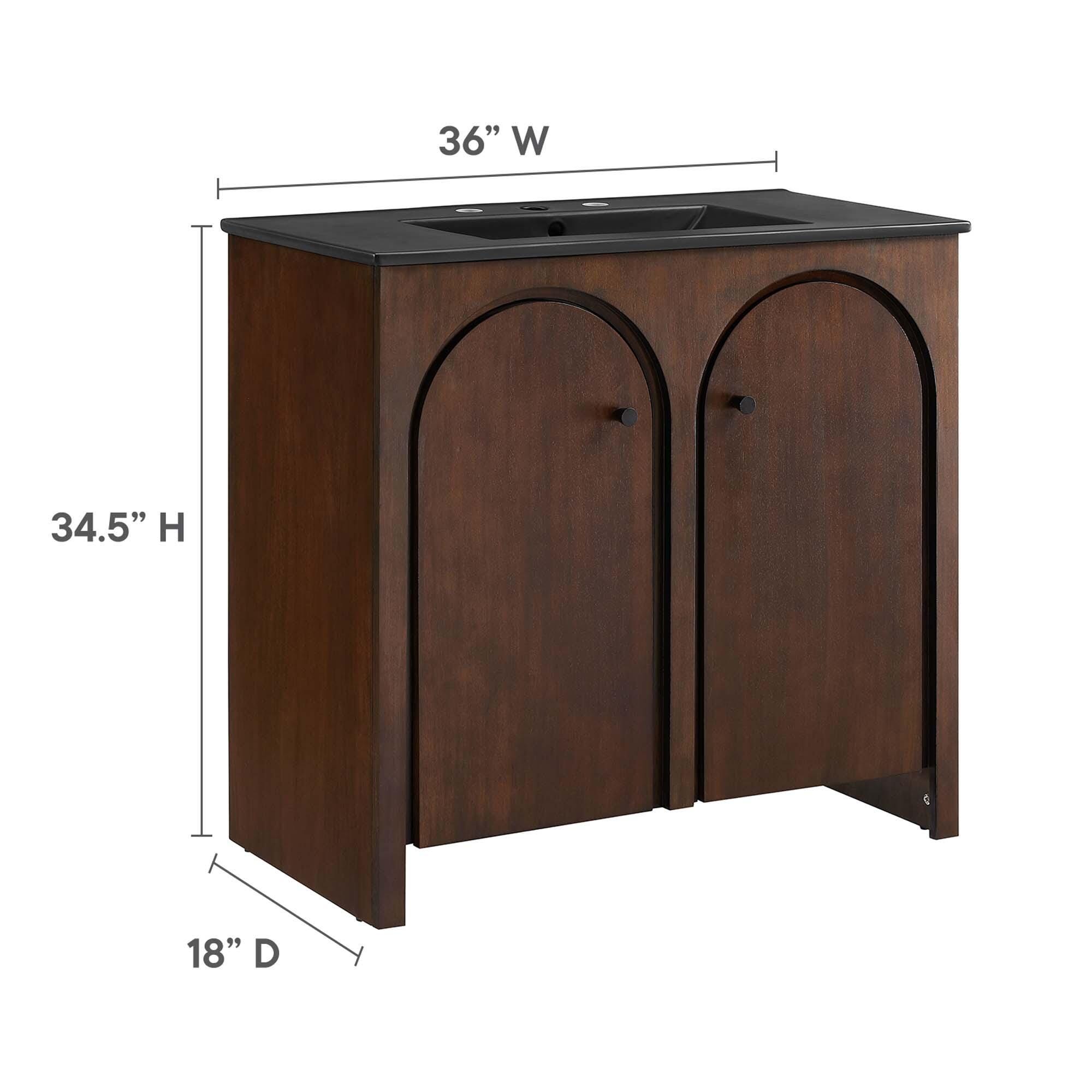 Modway Appia 36" Bathroom Vanity, Walnut/Black, large