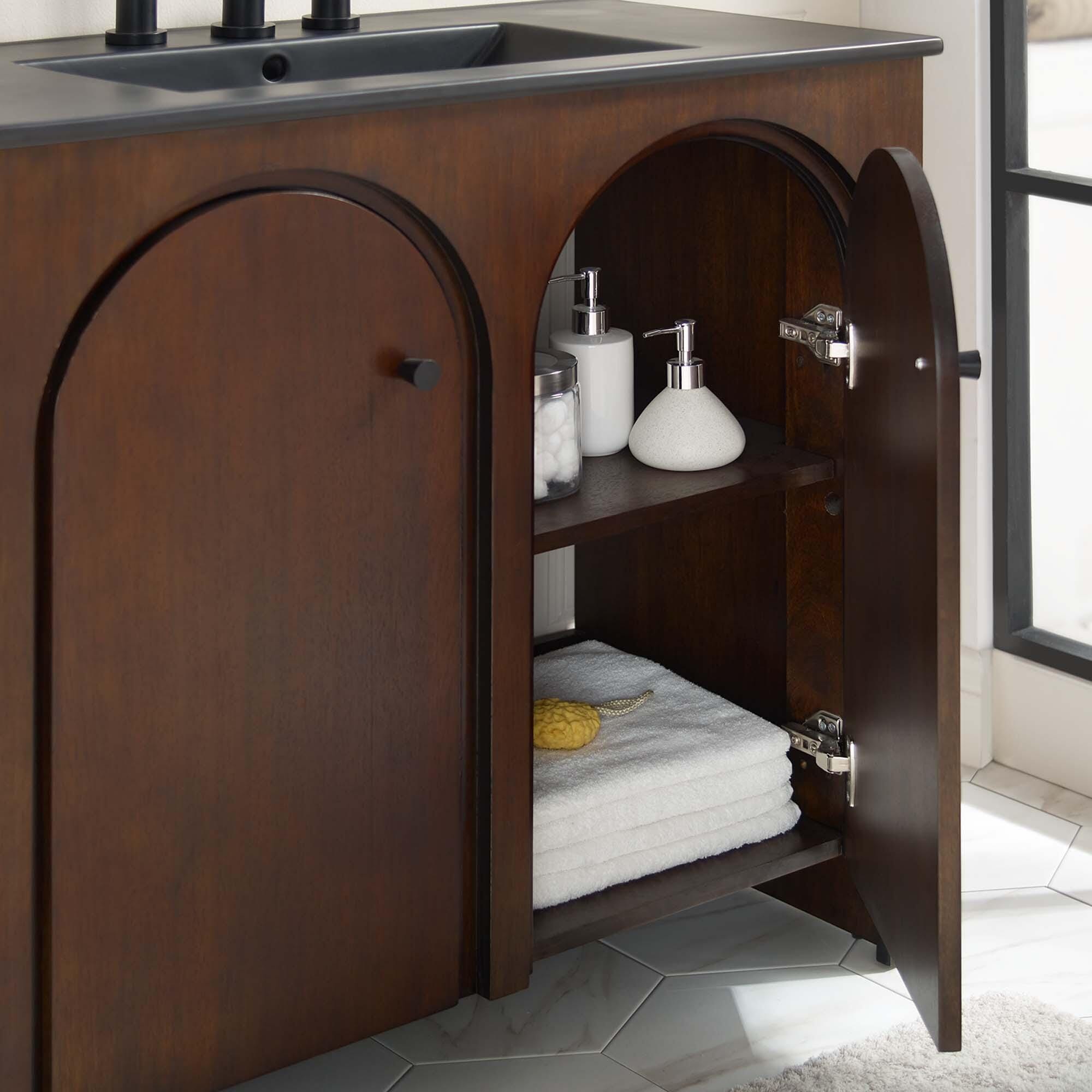 Modway Appia 36" Bathroom Vanity, Walnut/Black, large