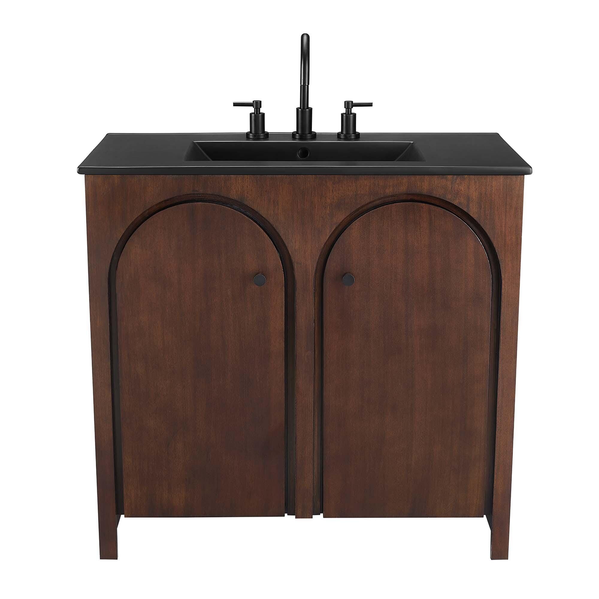 Modway Appia 36" Bathroom Vanity, Walnut/Black, large