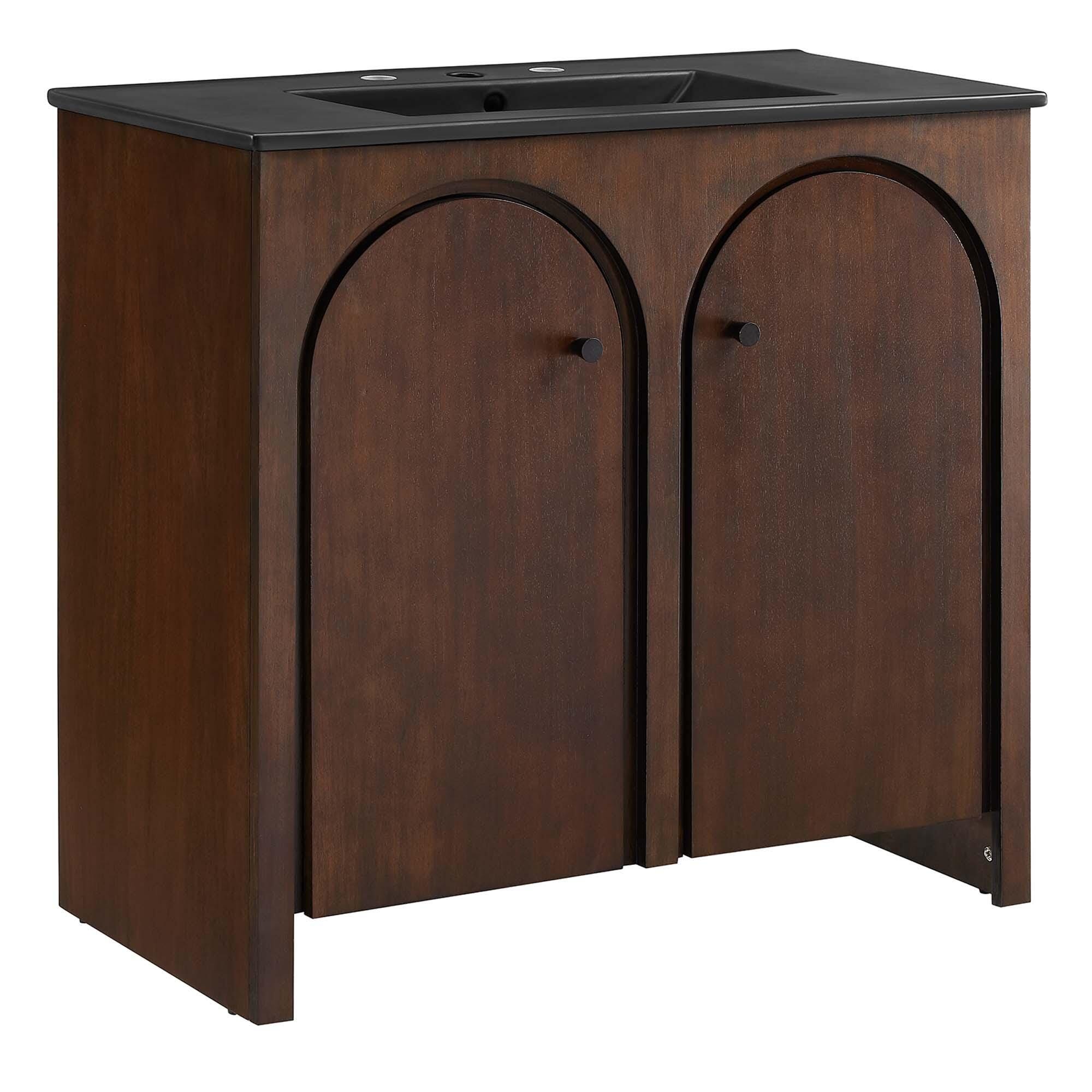 Modway Appia 36" Bathroom Vanity, Walnut/Black, large