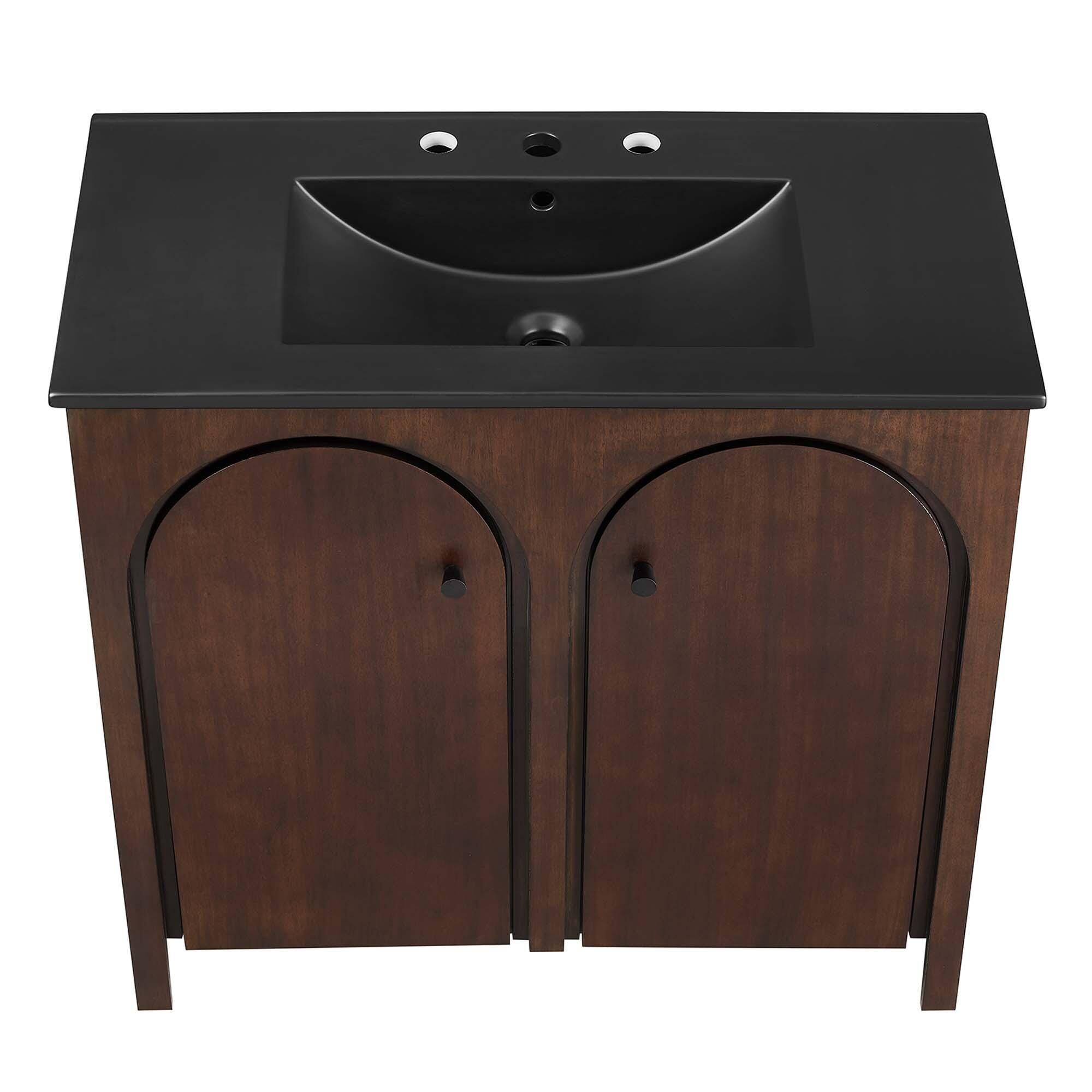 Modway Appia 36" Bathroom Vanity, Walnut/Black, large