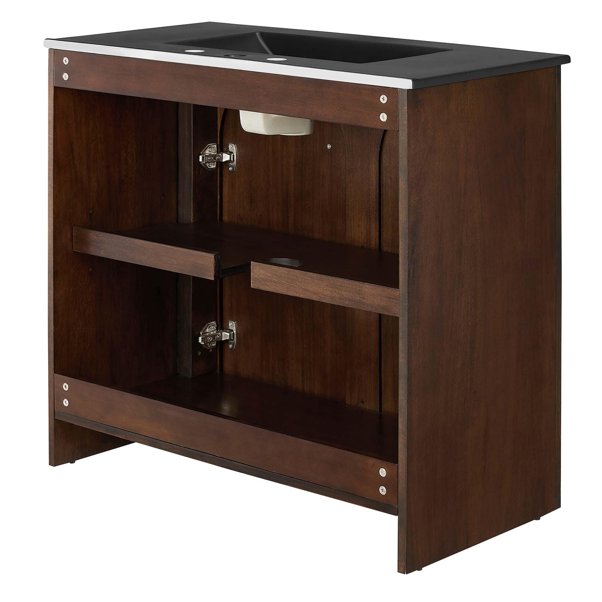 Modway Appia 36" Bathroom Vanity, Walnut/Black, large