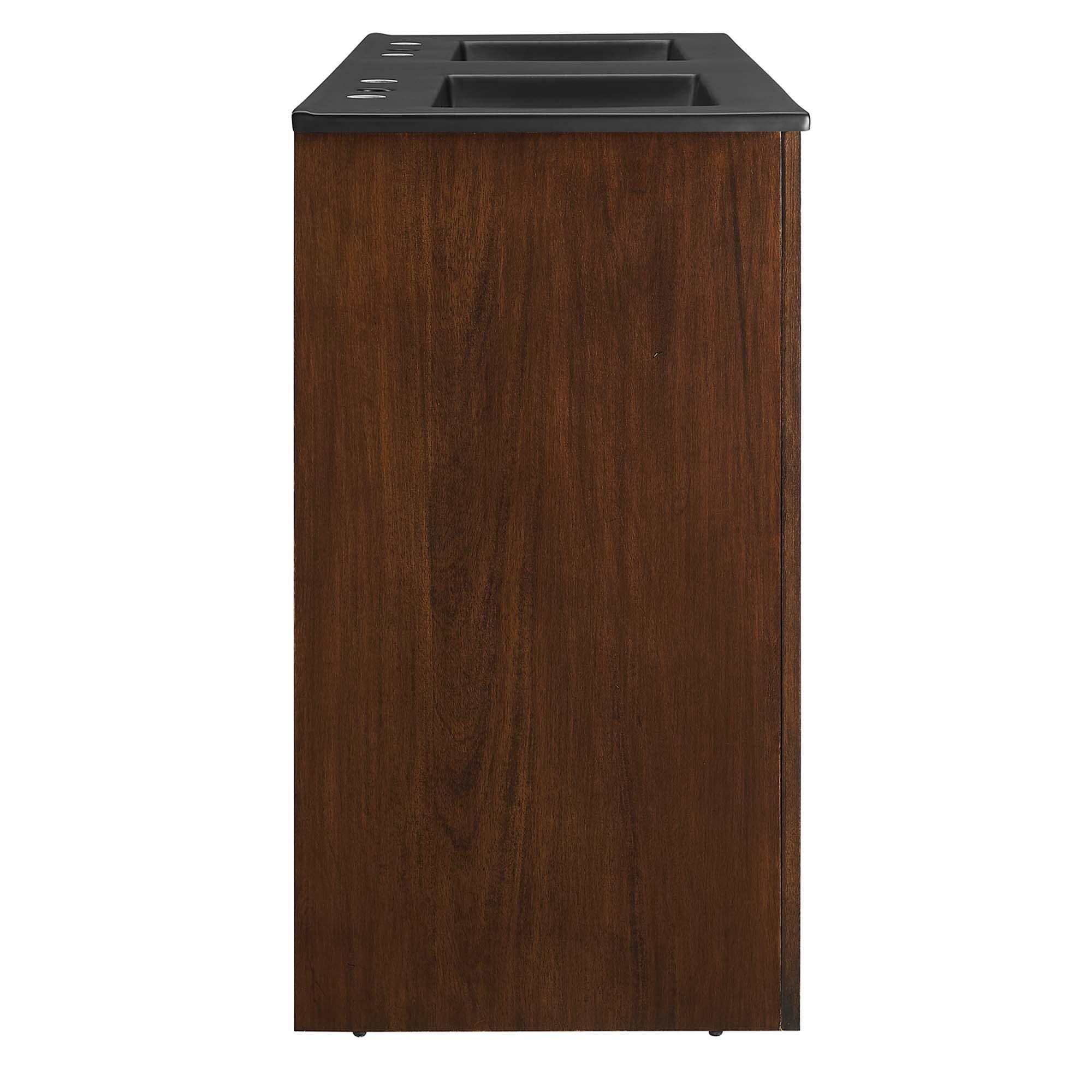Modway Appia 48" Double Sink Bathroom Vanity, Walnut/Black, large